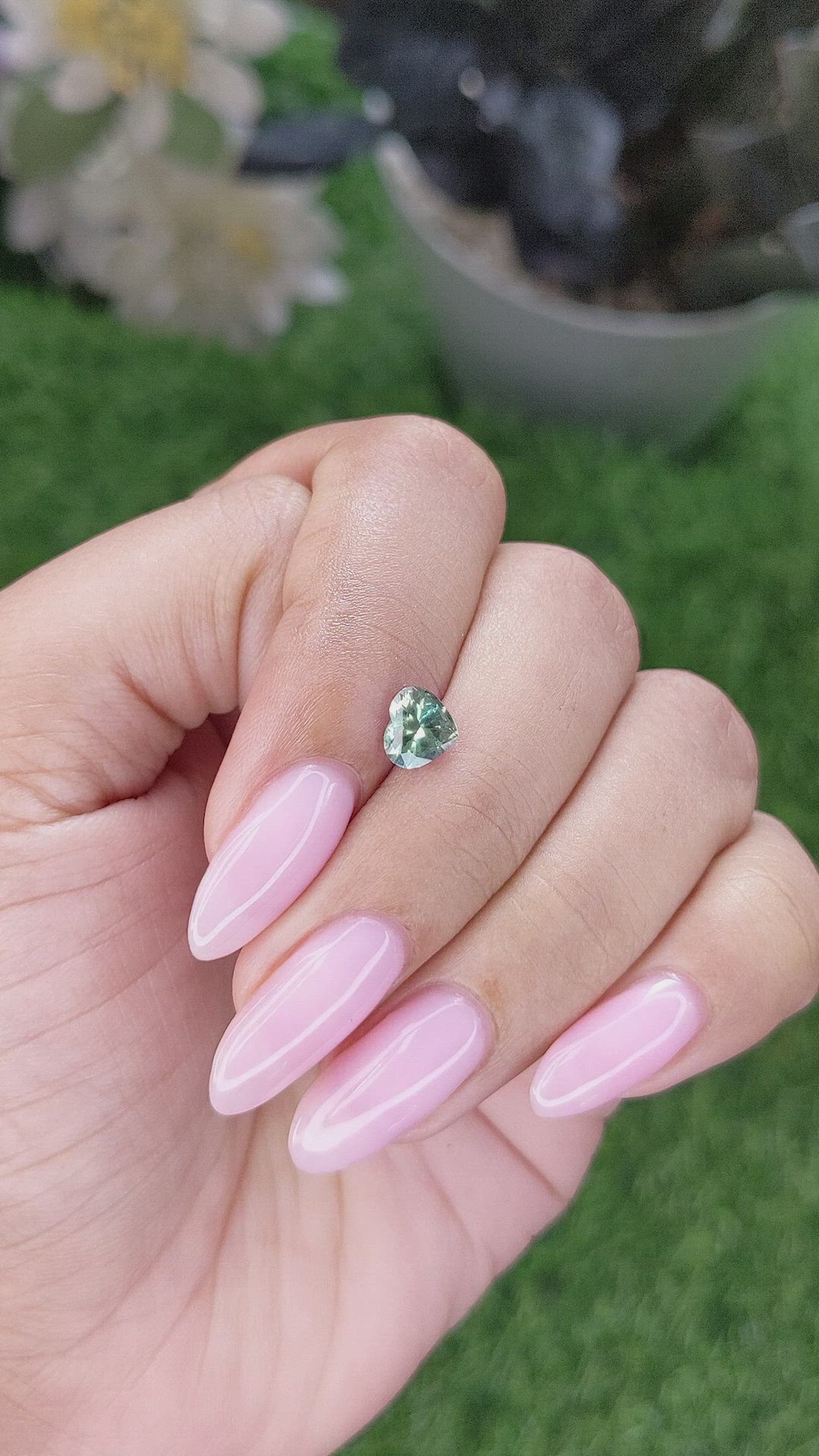 1.00 Ct. Bluish Green Sapphire from Madagascar Size Video