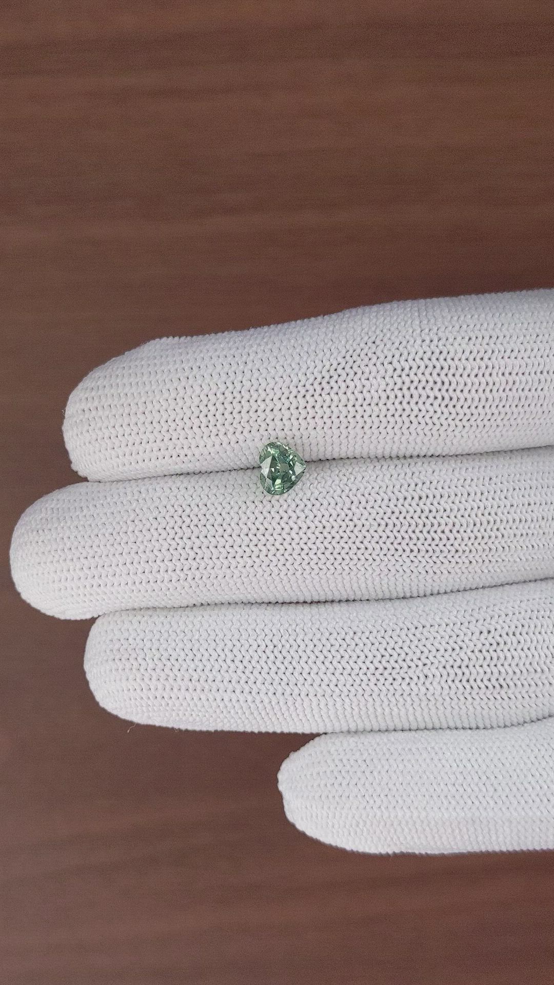1.00 Ct. Bluish Green Sapphire from Madagascar Size Video