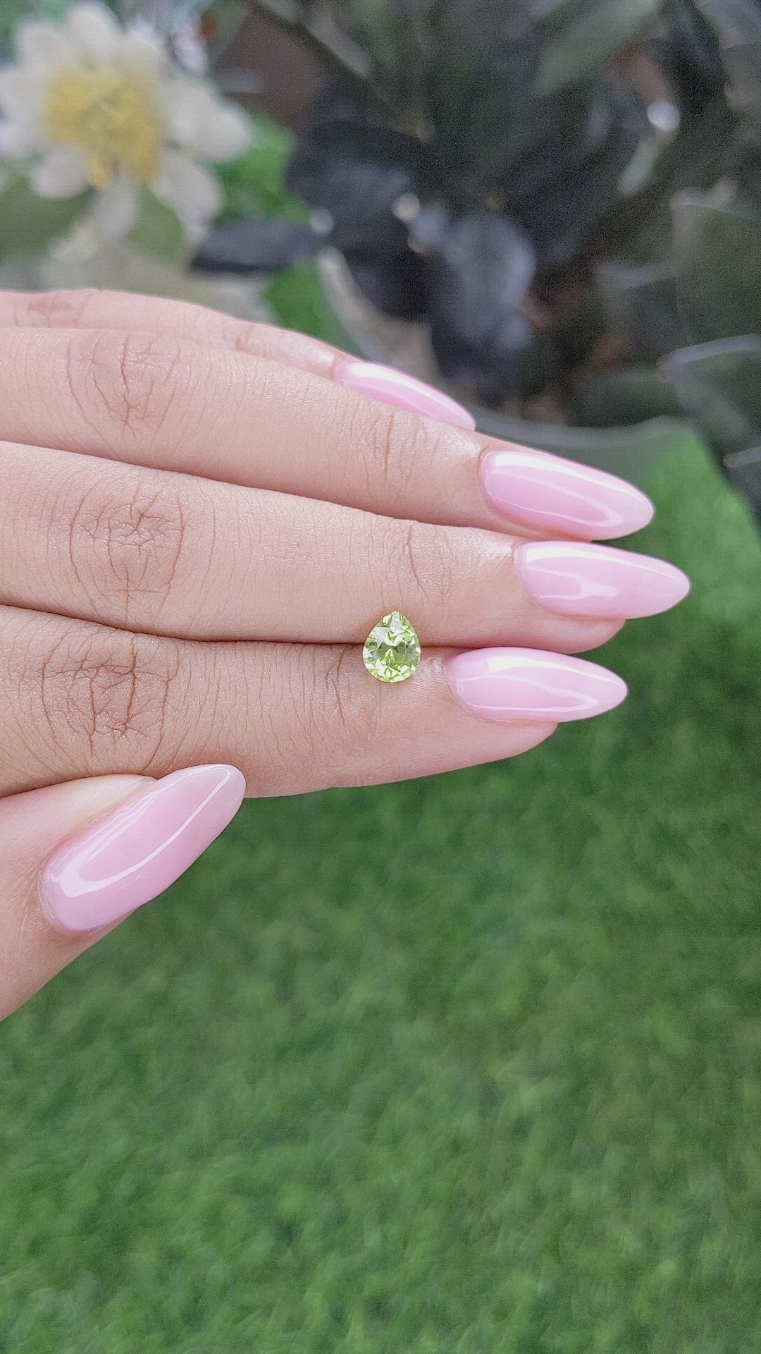 0.83 Ct. Yellowish Green Sapphire from Madagascar Size Video