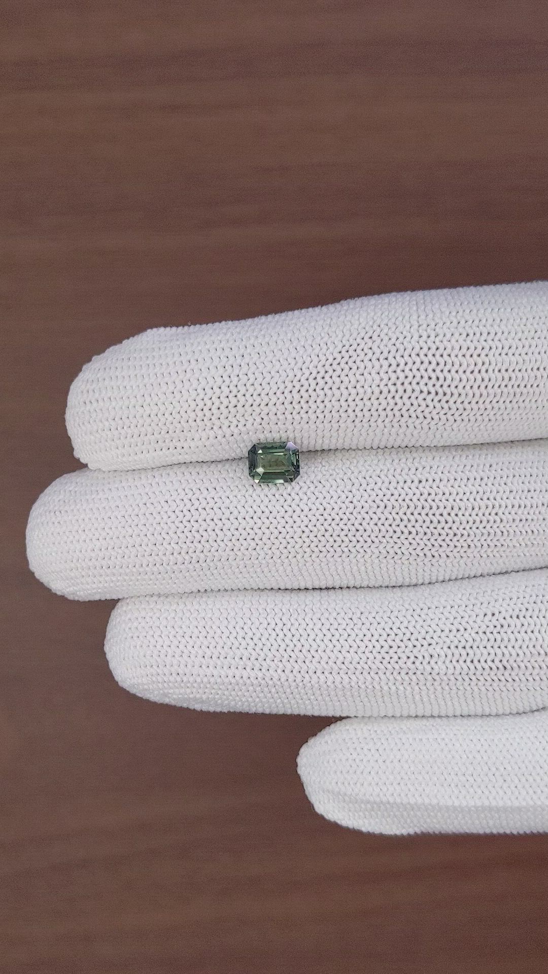 0.99 Ct. Bluish Green Sapphire from Madagascar Size Video