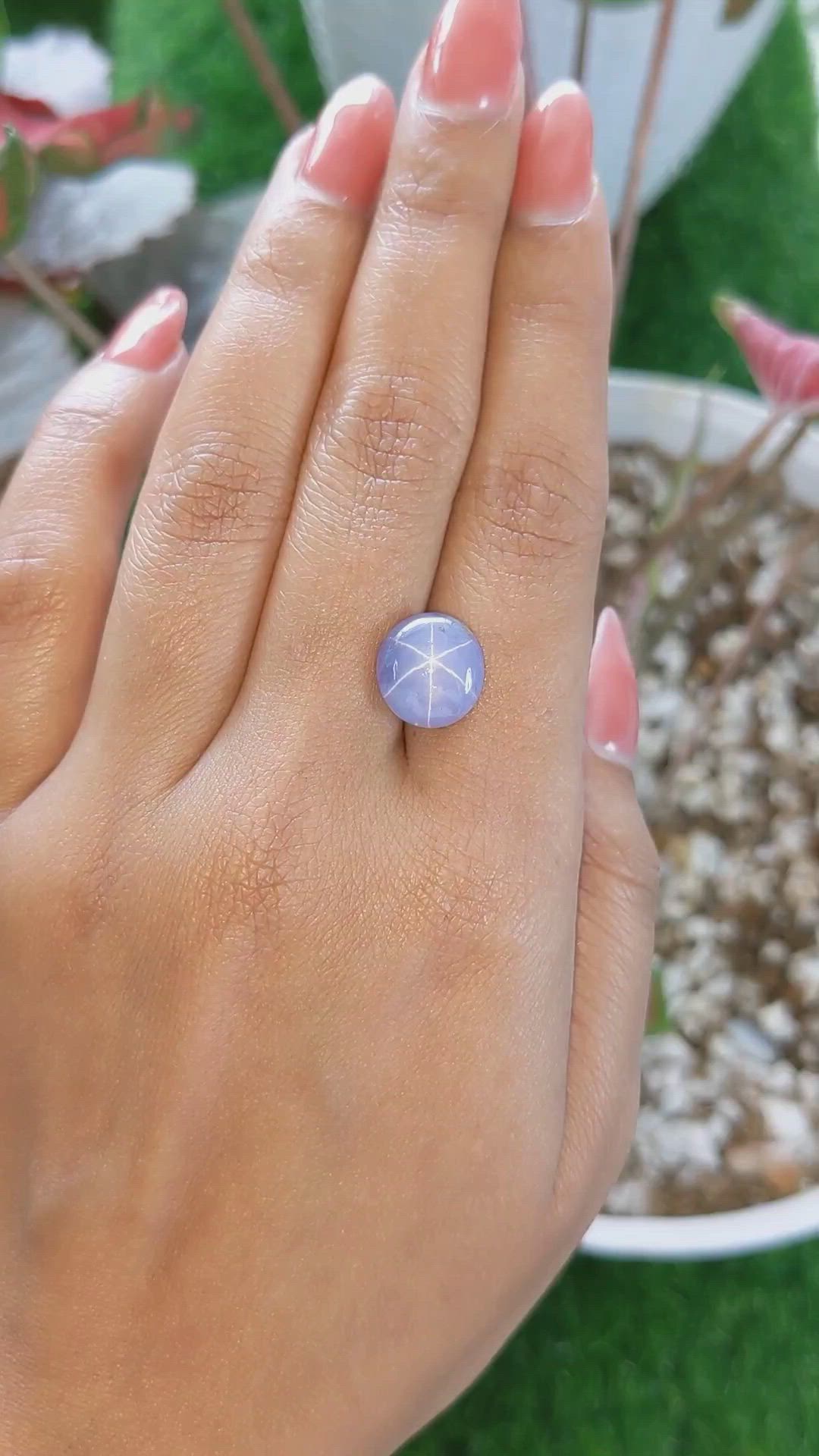 9.49 Ct. Bluish Purple Star Sapphire from Ceylon (Sri Lanka) Size Video