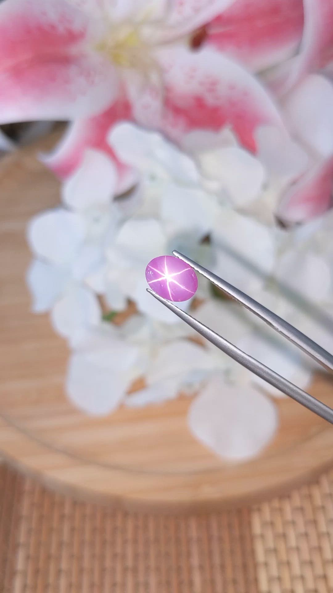 2.58 Ct. Purplish Pink Star Sapphire from Ceylon (Sri Lanka) Size Video