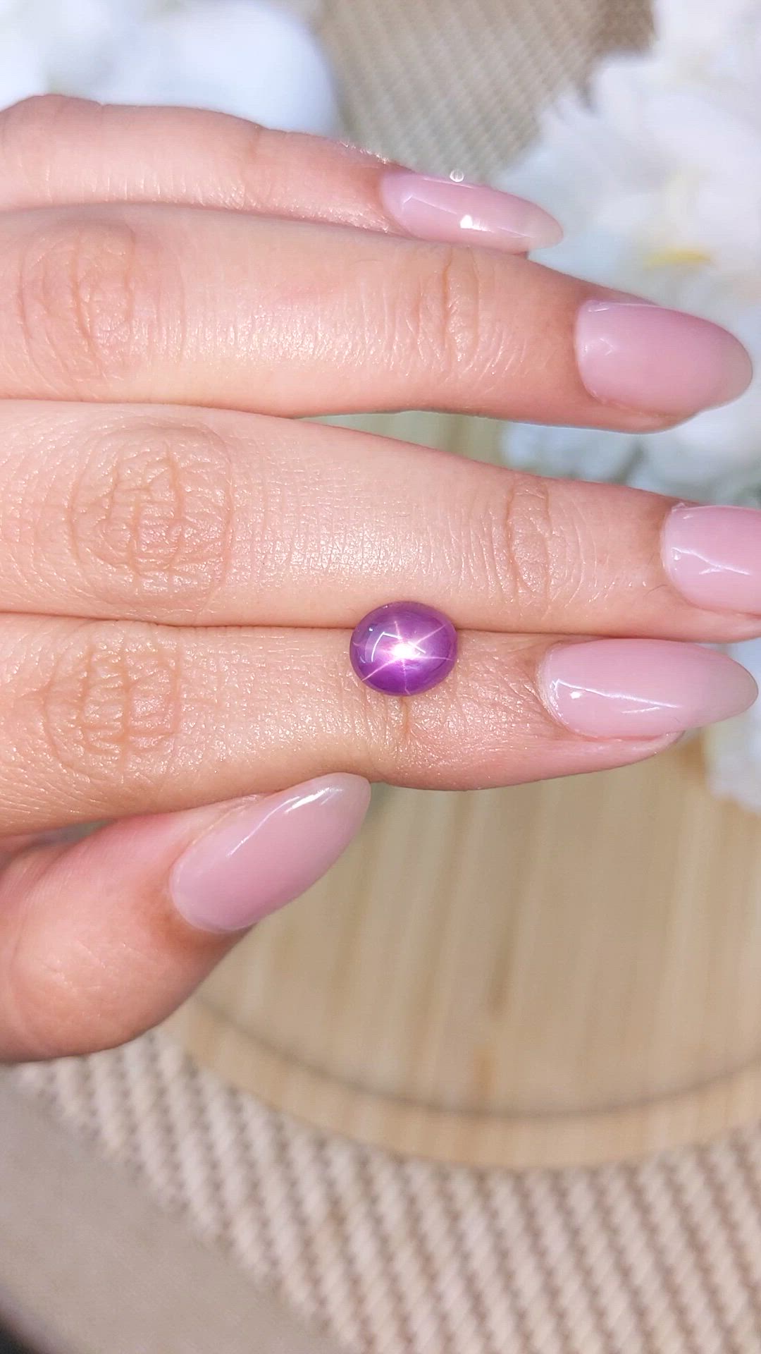 3.02 Ct. Pinkish Purple Star Sapphire from Ceylon (Sri Lanka) Size Video