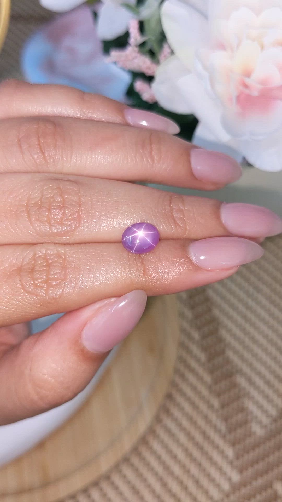 2.33 Ct. Pinkish Purple Star Sapphire from Ceylon (Sri Lanka) Size Video