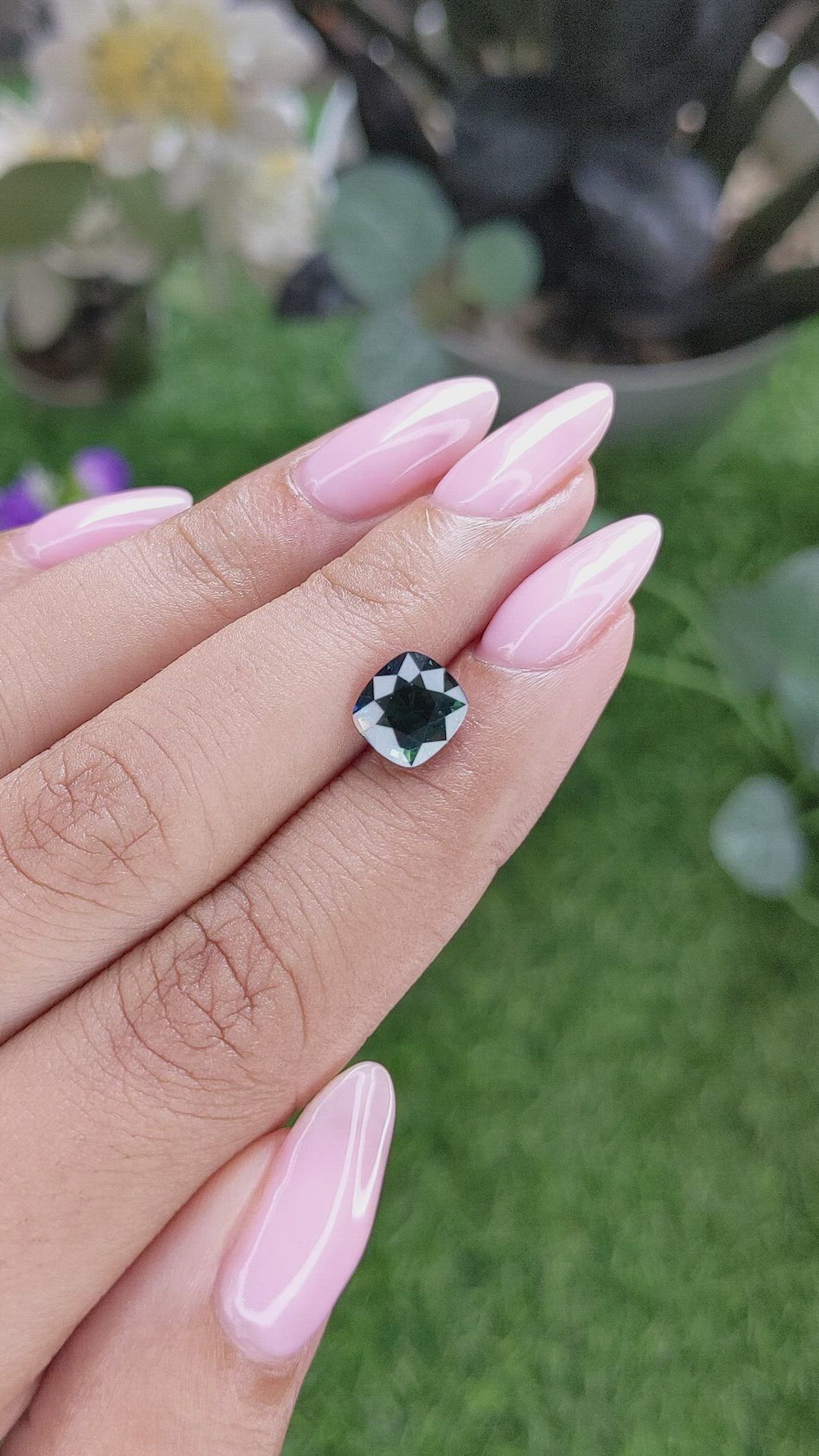 2.47 Ct. Bluish Green Sapphire from Madagascar Size Video