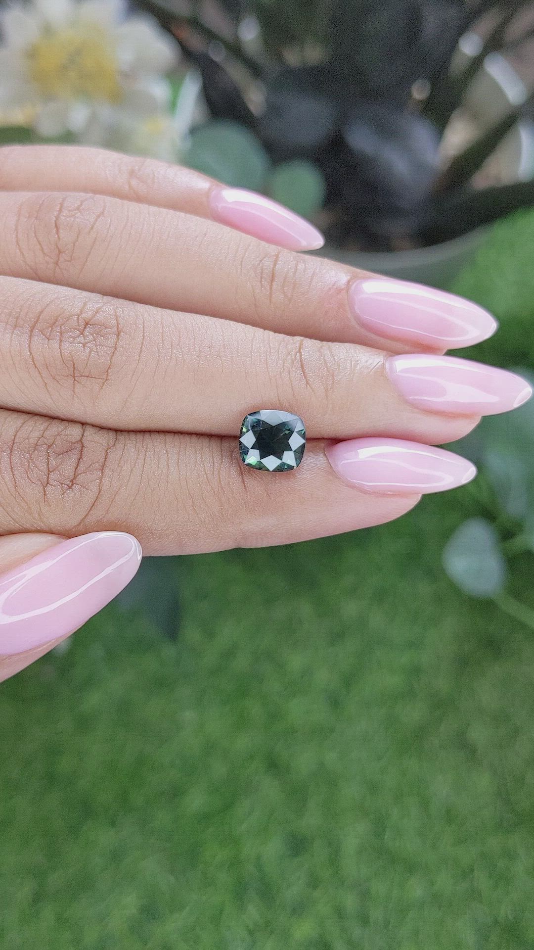 2.47 Ct. Bluish Green Sapphire from Madagascar Size Video