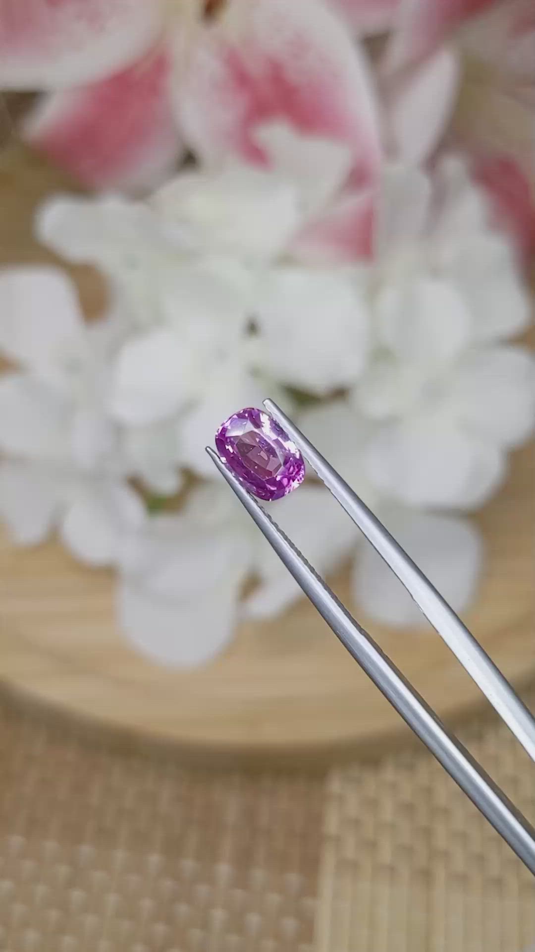 1.47 Ct. Purplish Pink Sapphire from Ceylon (Sri Lanka) Size Video