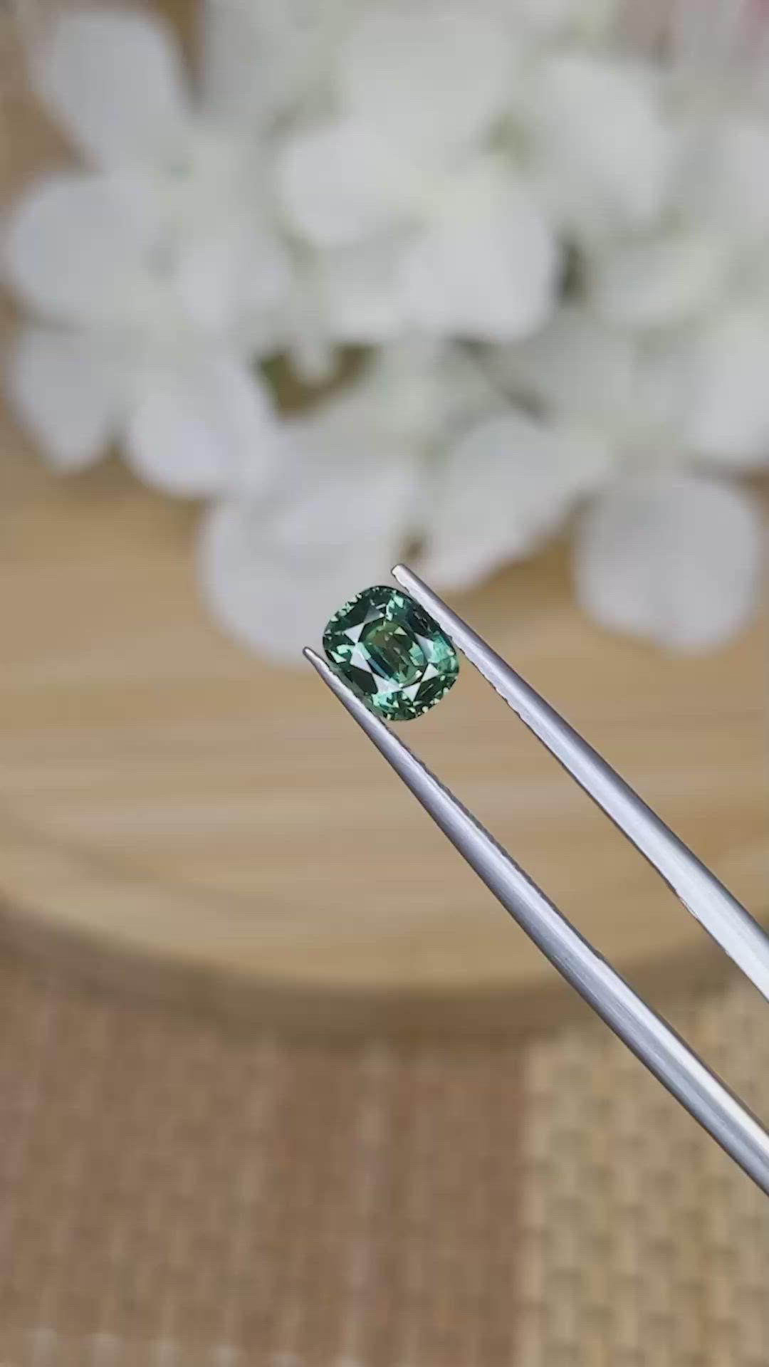 1.02 Ct. Bluish Green Sapphire from Ceylon (Sri Lanka) Size Video