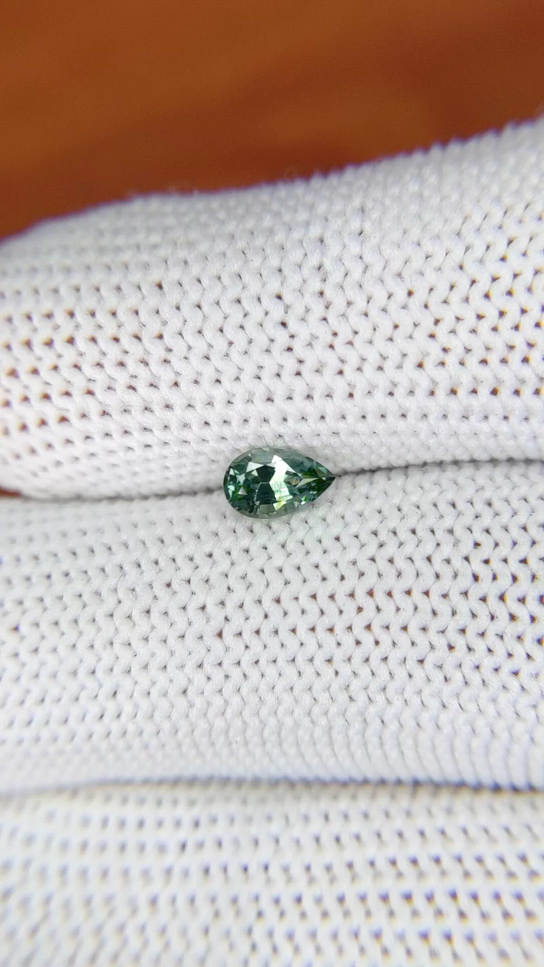 0.53 Ct. Bluish Green Sapphire from Ceylon (Sri Lanka) Size Video