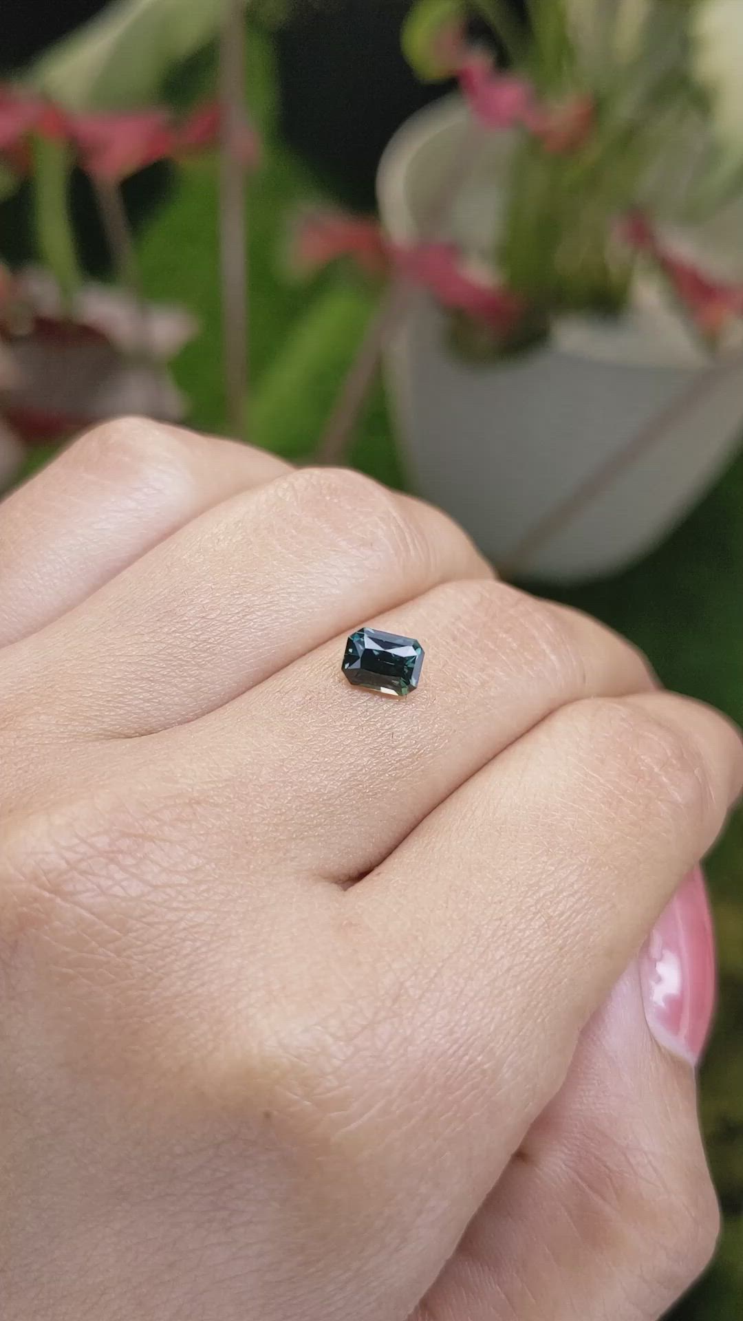 1.09 Ct. Bluish Green Sapphire from Ceylon (Sri Lanka) Size Video