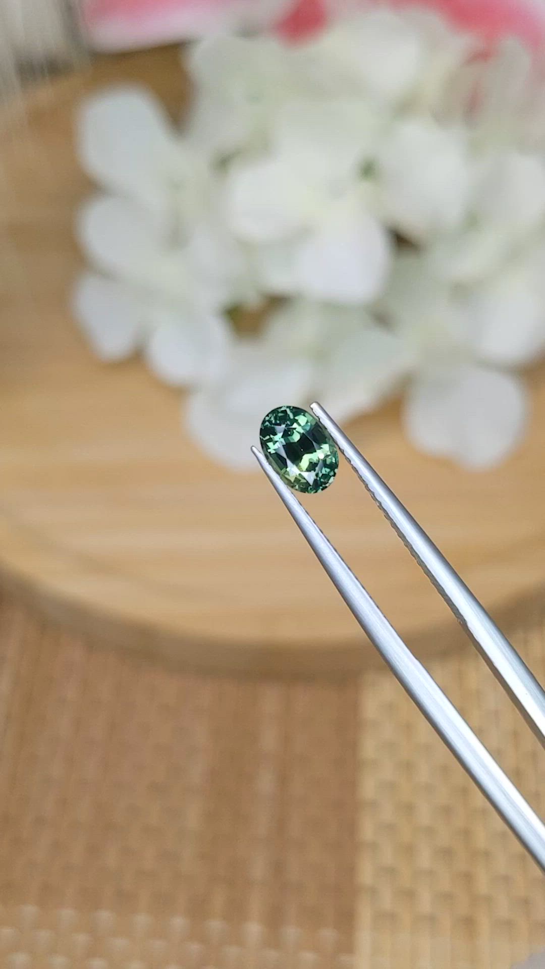 1.18 Ct. Bluish Green Sapphire from Ceylon (Sri Lanka) Size Video