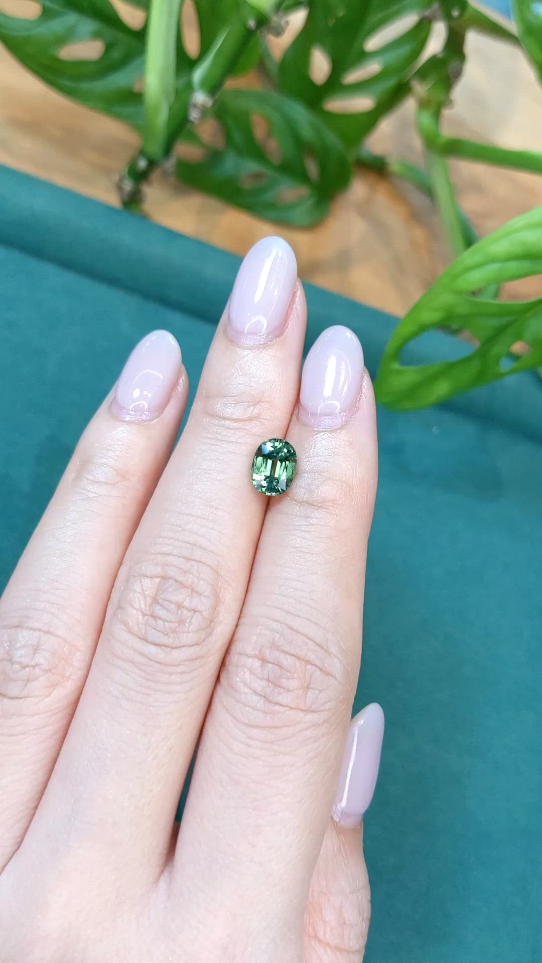 1.82 Ct. Bluish Green Sapphire from Madagascar Size Video