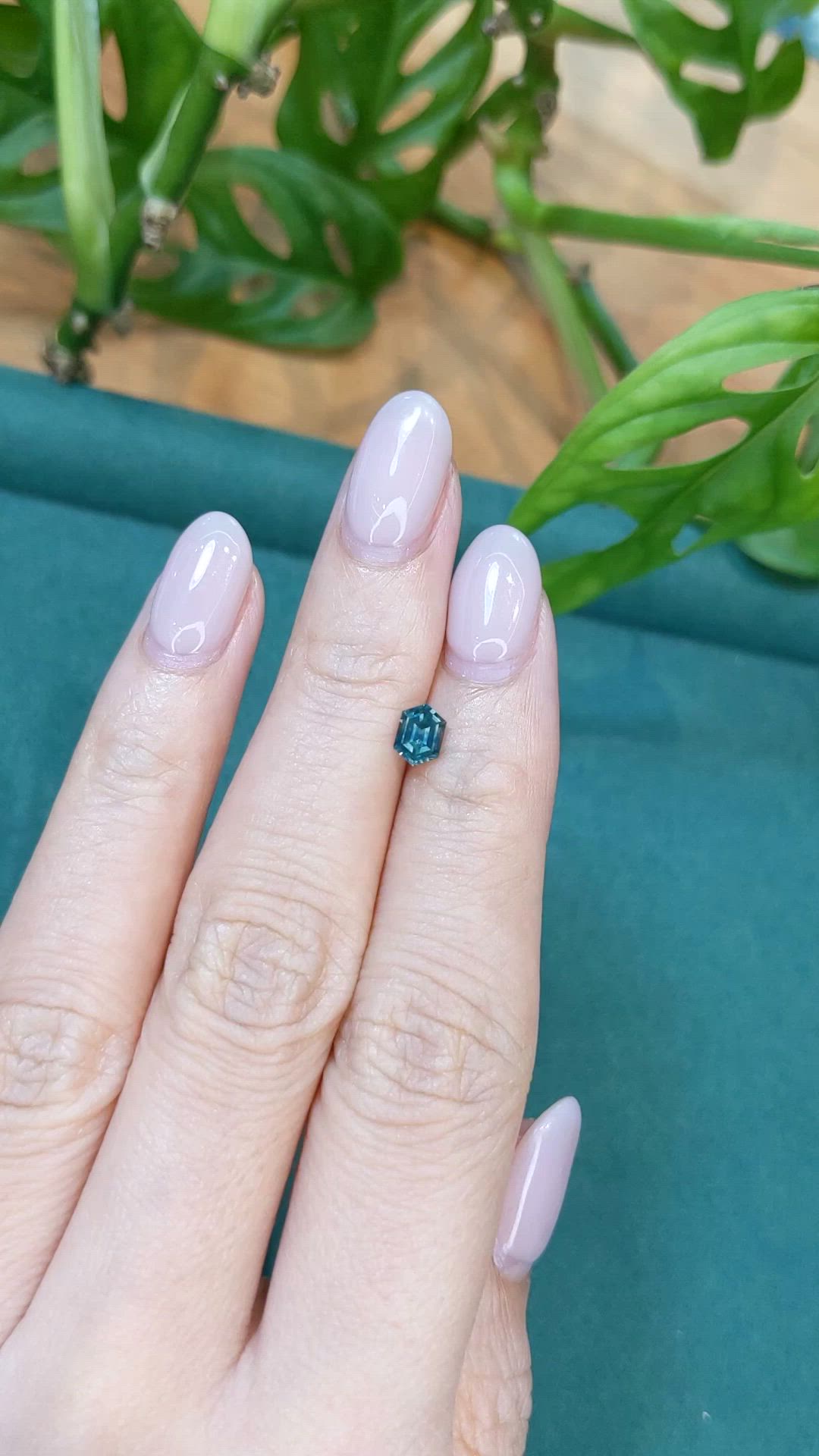 0.55 Ct. Bluish Green Sapphire from Montana Size Video