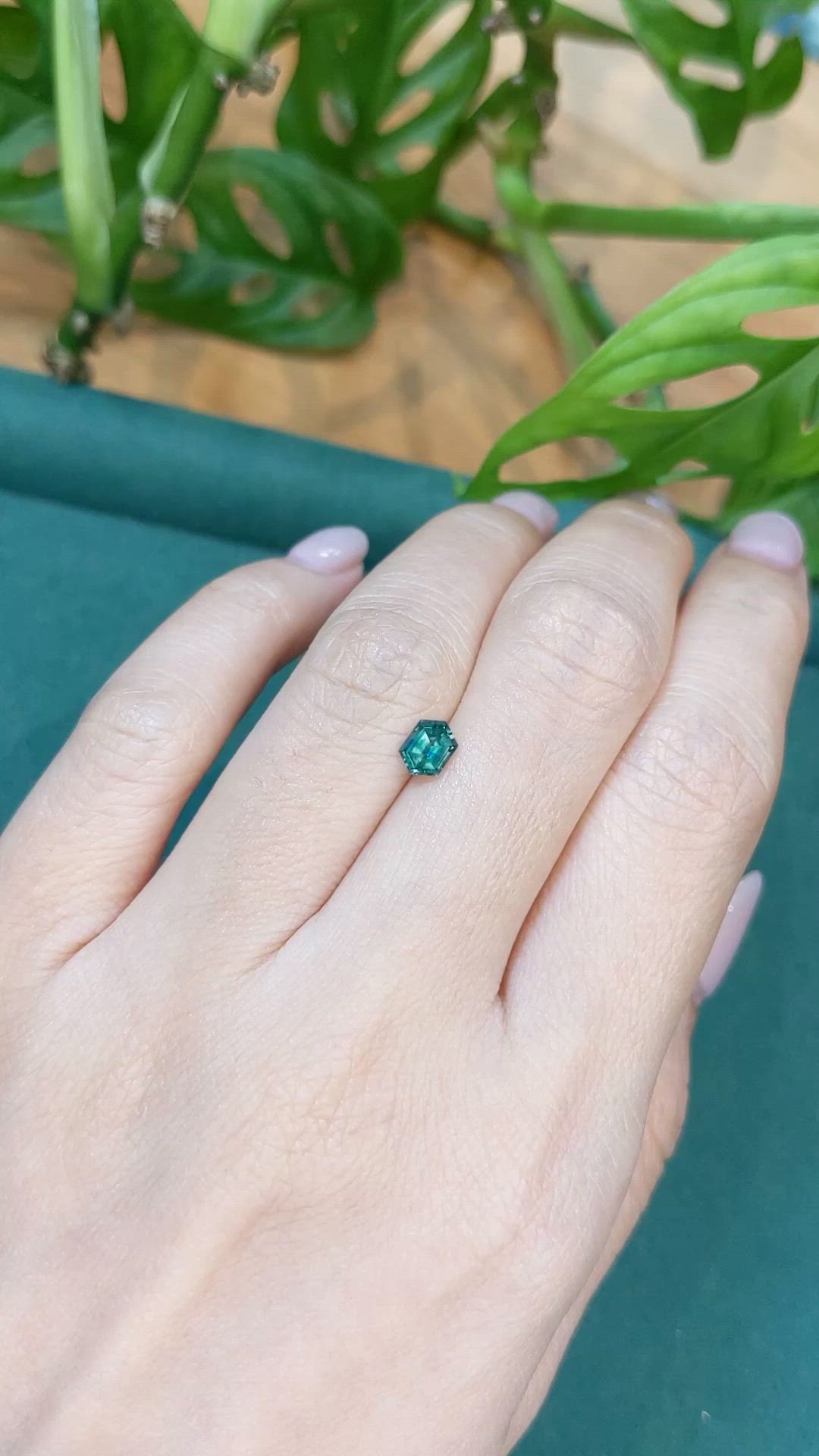 0.55 Ct. Bluish Green Sapphire from Montana Size Video