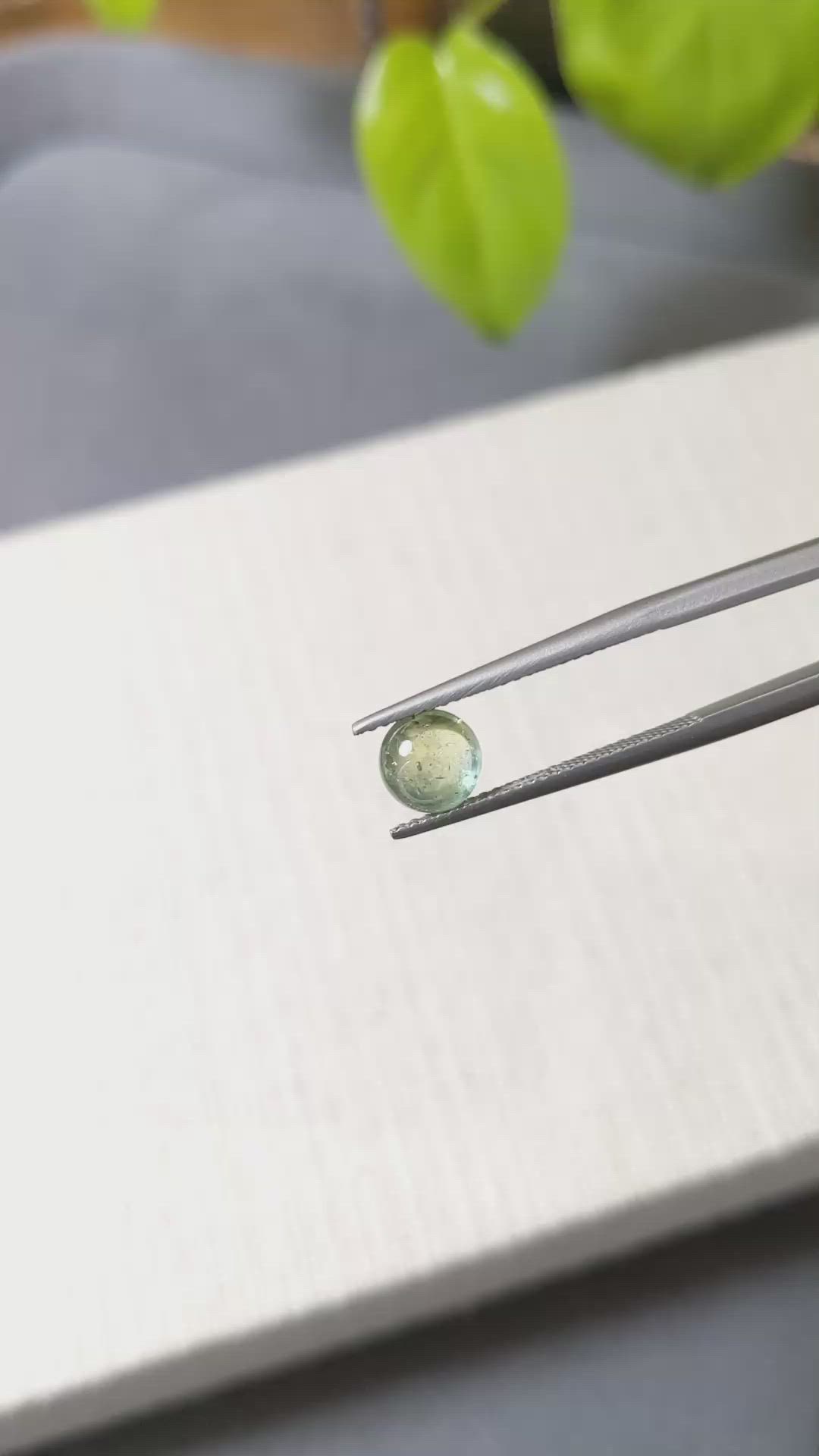 1.62 Ct. Bluish Green Cabochon Sapphire from Montana Size Video