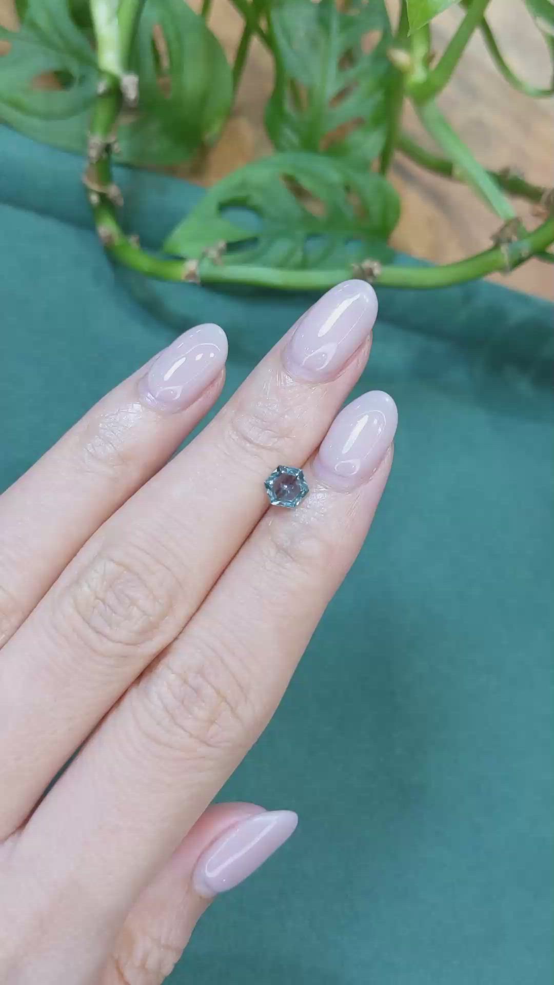 0.69 Ct. Bluish Green Sapphire from Montana Size Video