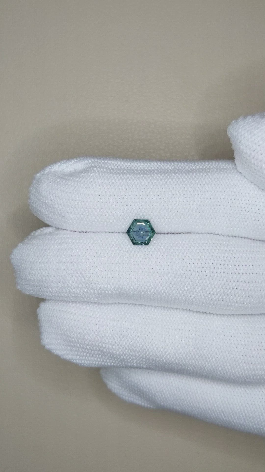 0.69 Ct. Bluish Green Sapphire from Montana Size Video