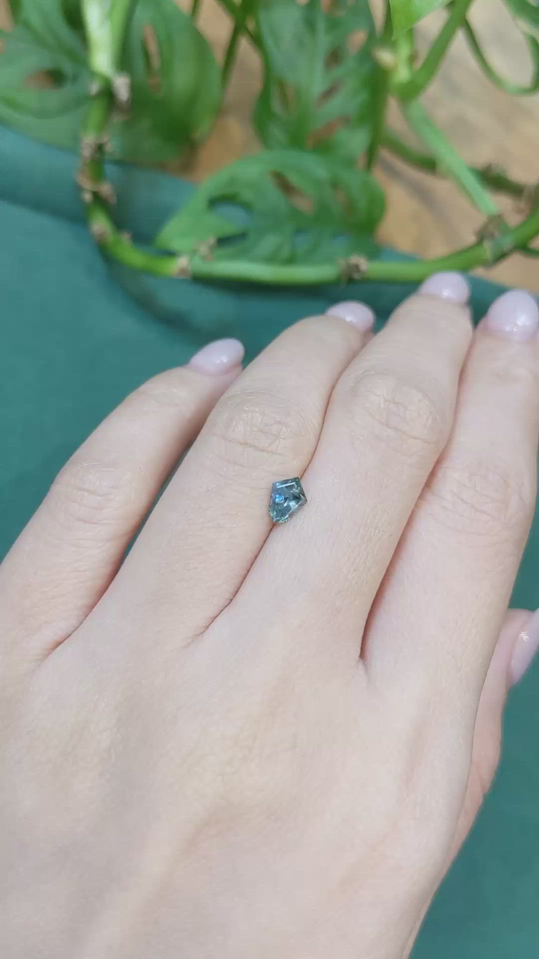 0.73 Ct. Bluish Green Sapphire from Montana Size Video