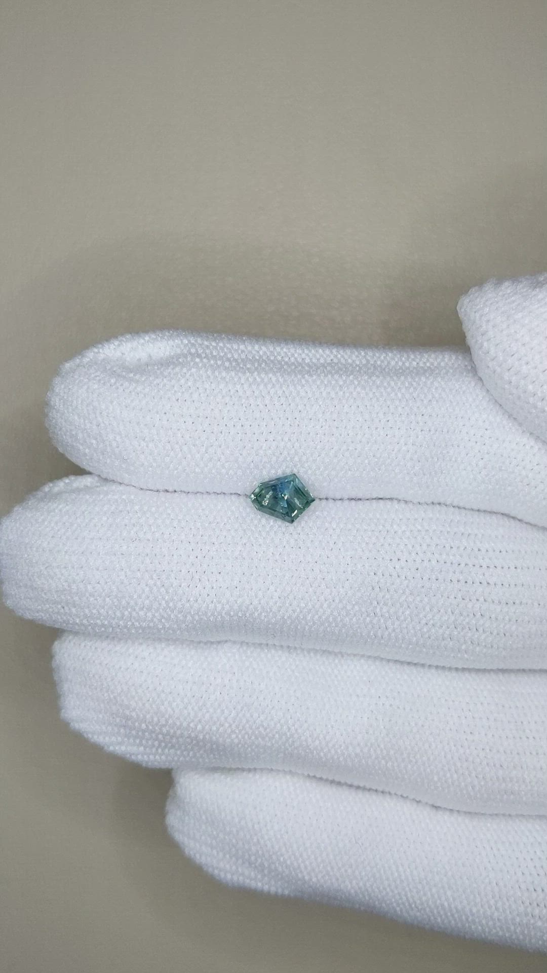 0.73 Ct. Bluish Green Sapphire from Montana Size Video