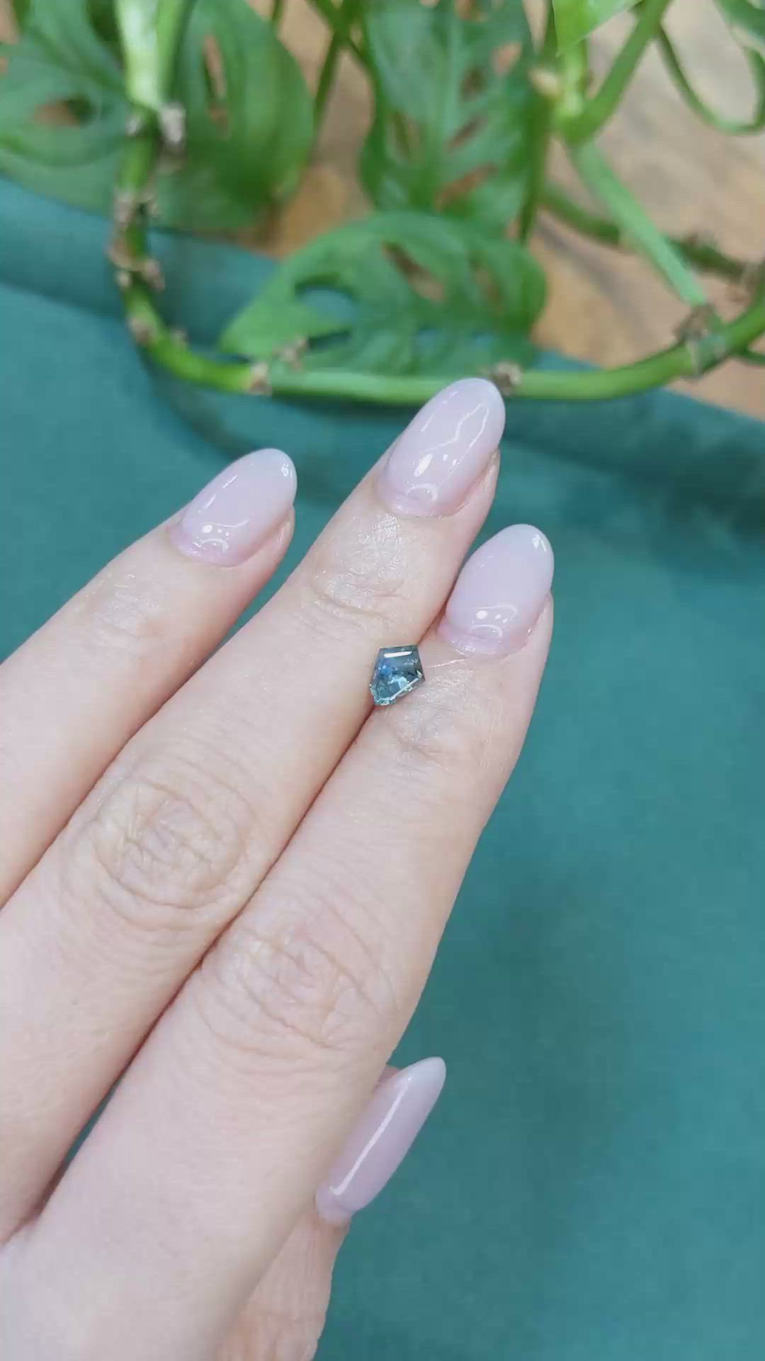 0.73 Ct. Bluish Green Sapphire from Montana Size Video