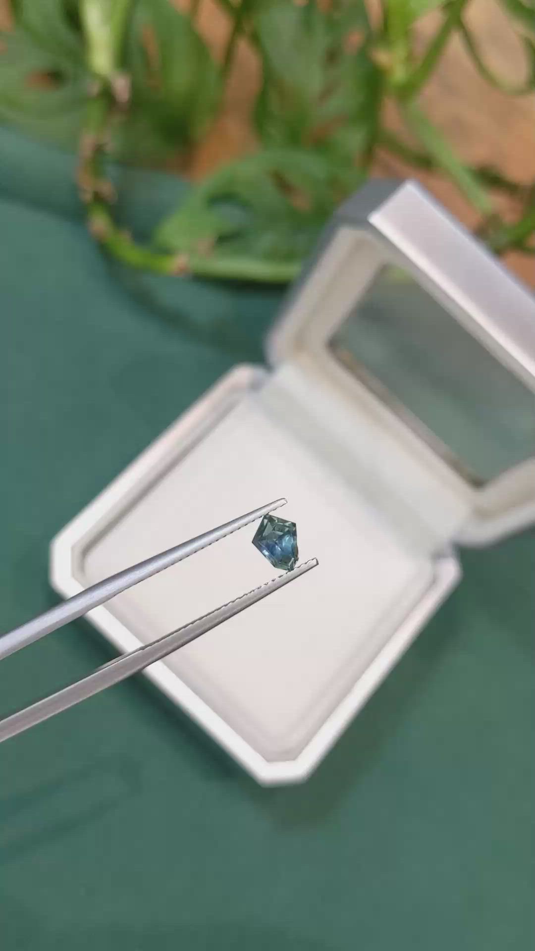 0.73 Ct. Bluish Green Sapphire from Montana Size Video