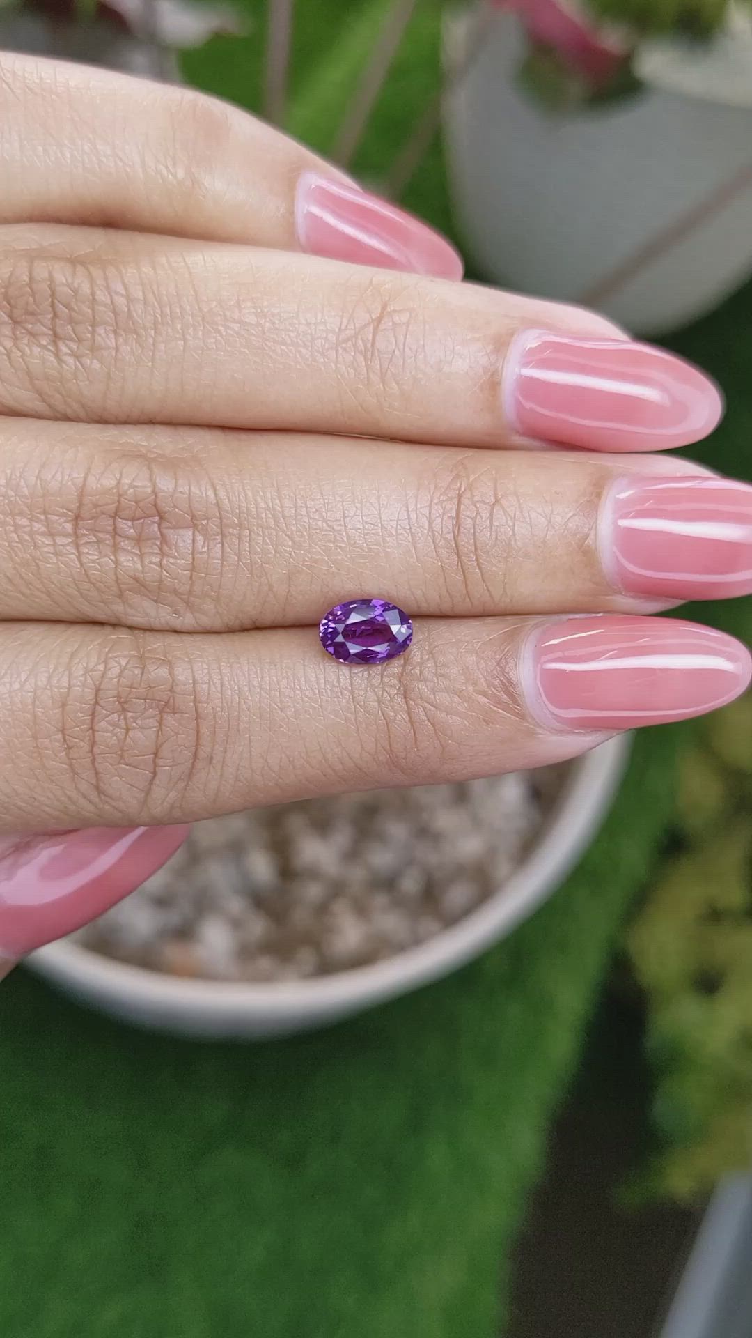 1.21 Ct. Pinkish Purple Sapphire from Ceylon (Sri Lanka) Size Video