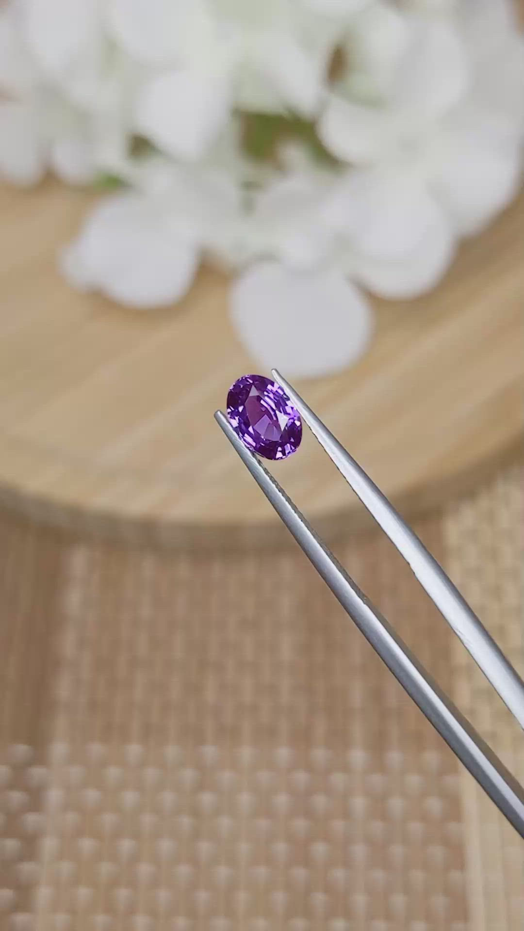 1.21 Ct. Pinkish Purple Sapphire from Ceylon (Sri Lanka) Size Video