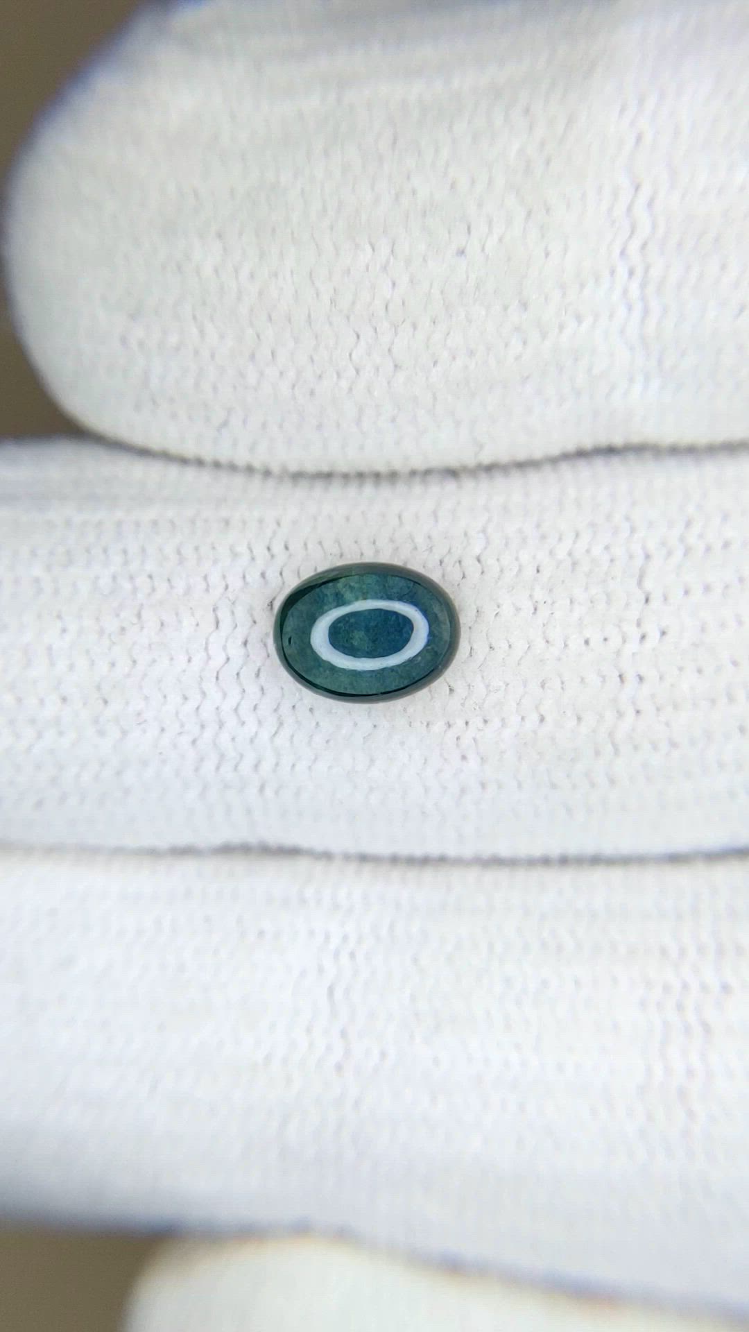 1.26 Ct. Bluish Green Cabochon Sapphire from Montana Size Video