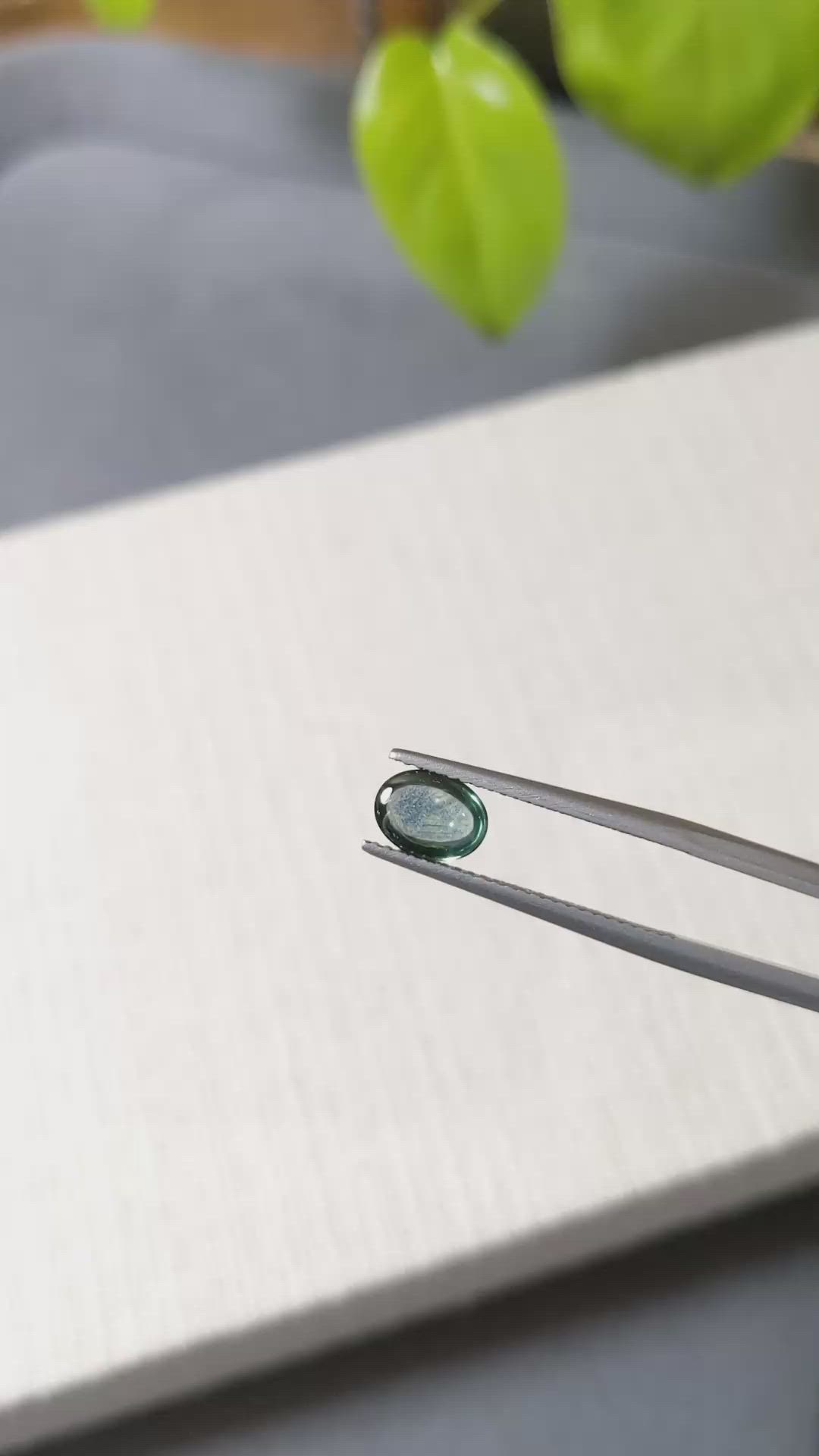 1.26 Ct. Bluish Green Cabochon Sapphire from Montana Size Video
