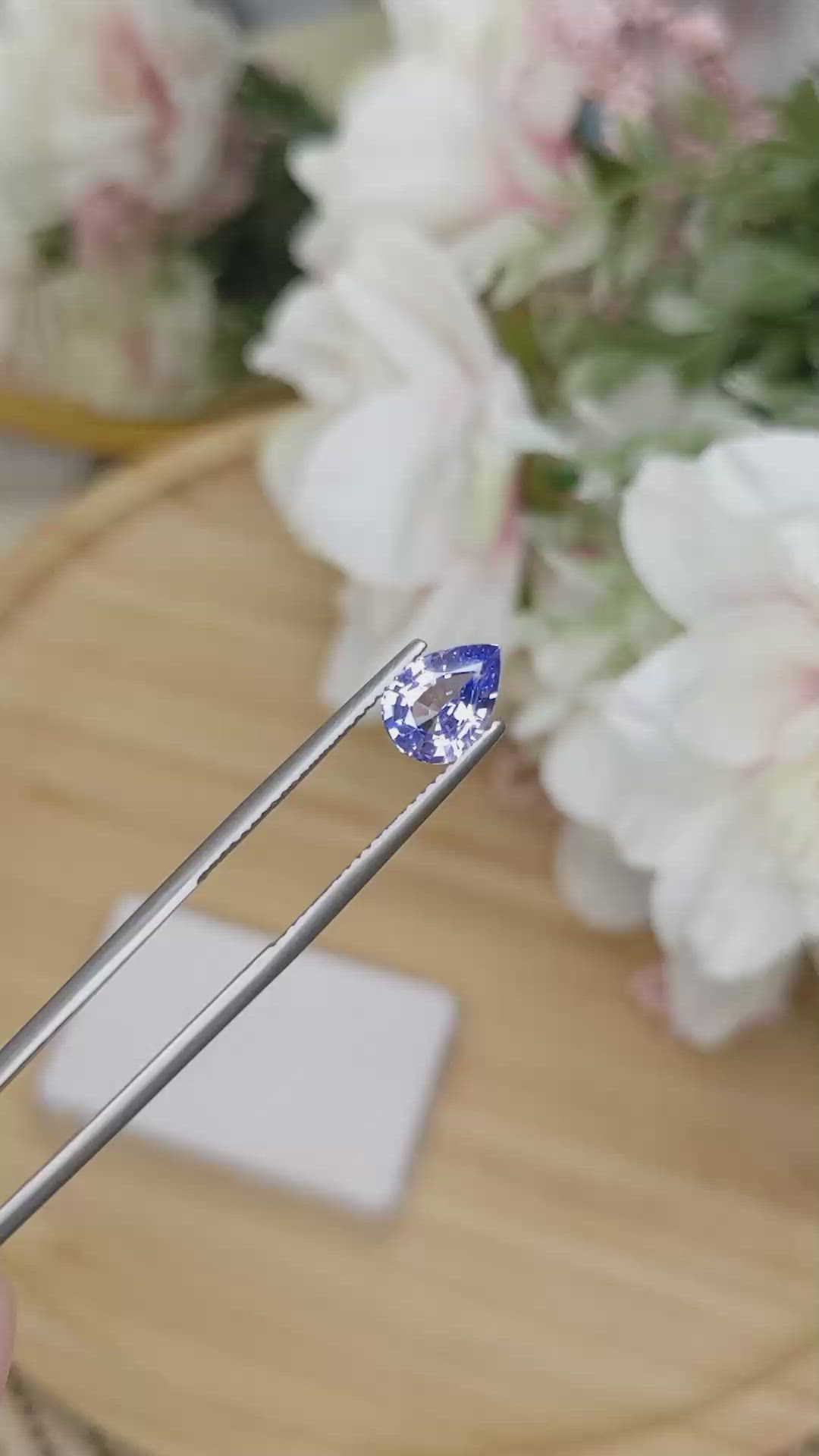 1.90 Ct. Purplish Blue Sapphire from Ceylon (Sri Lanka) Size Video
