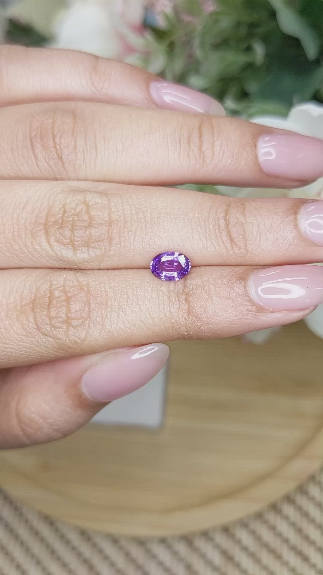 0.96 Ct. Pinkish Purple Sapphire from Ceylon (Sri Lanka) Size Video