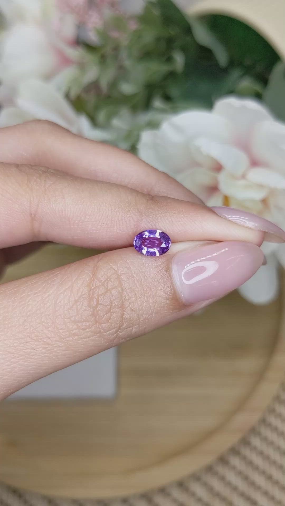 0.96 Ct. Pinkish Purple Sapphire from Ceylon (Sri Lanka) Size Video