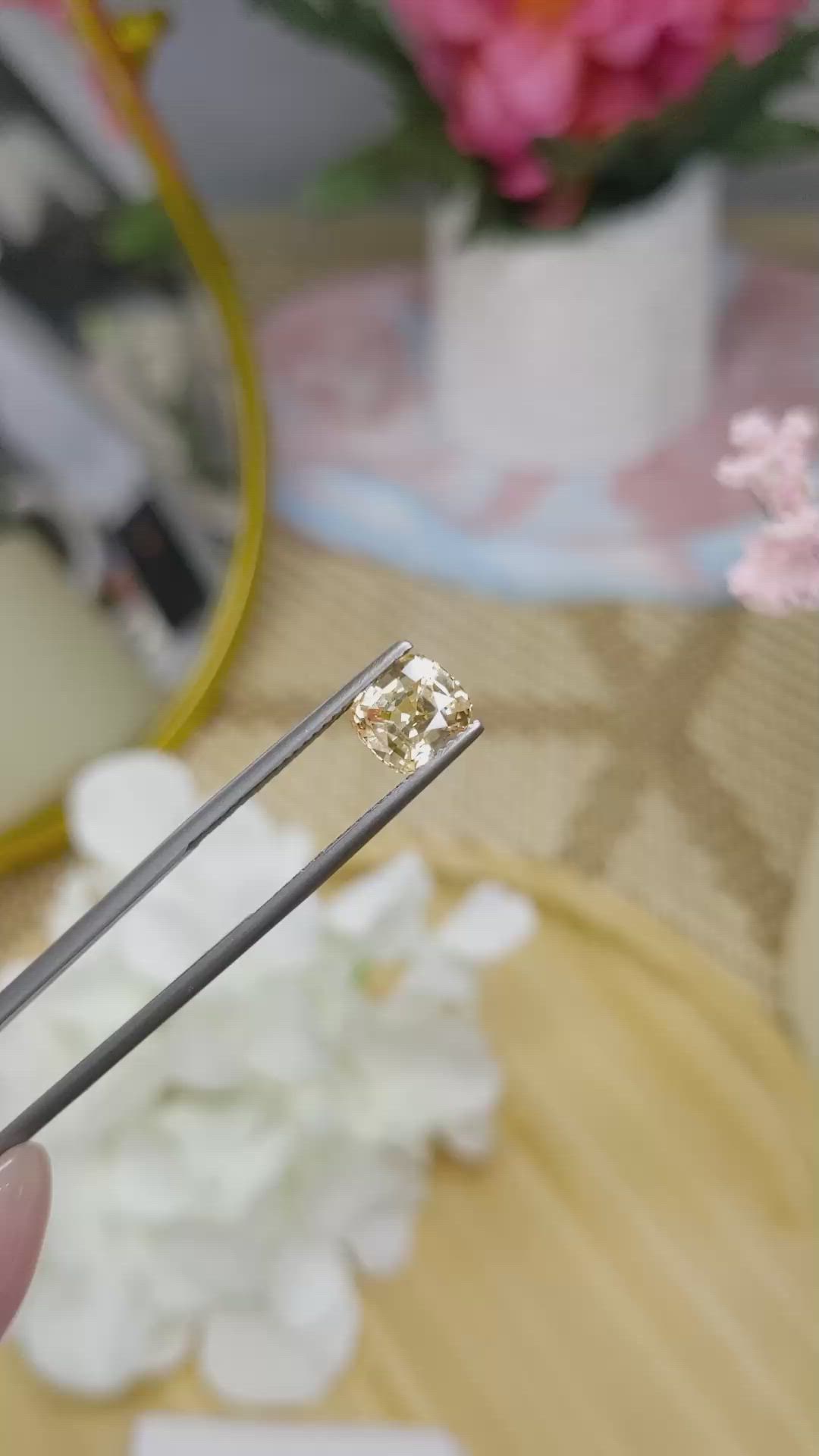 2.28 Ct. Orangish Yellow Sapphire from Ceylon (Sri Lanka) Size Video