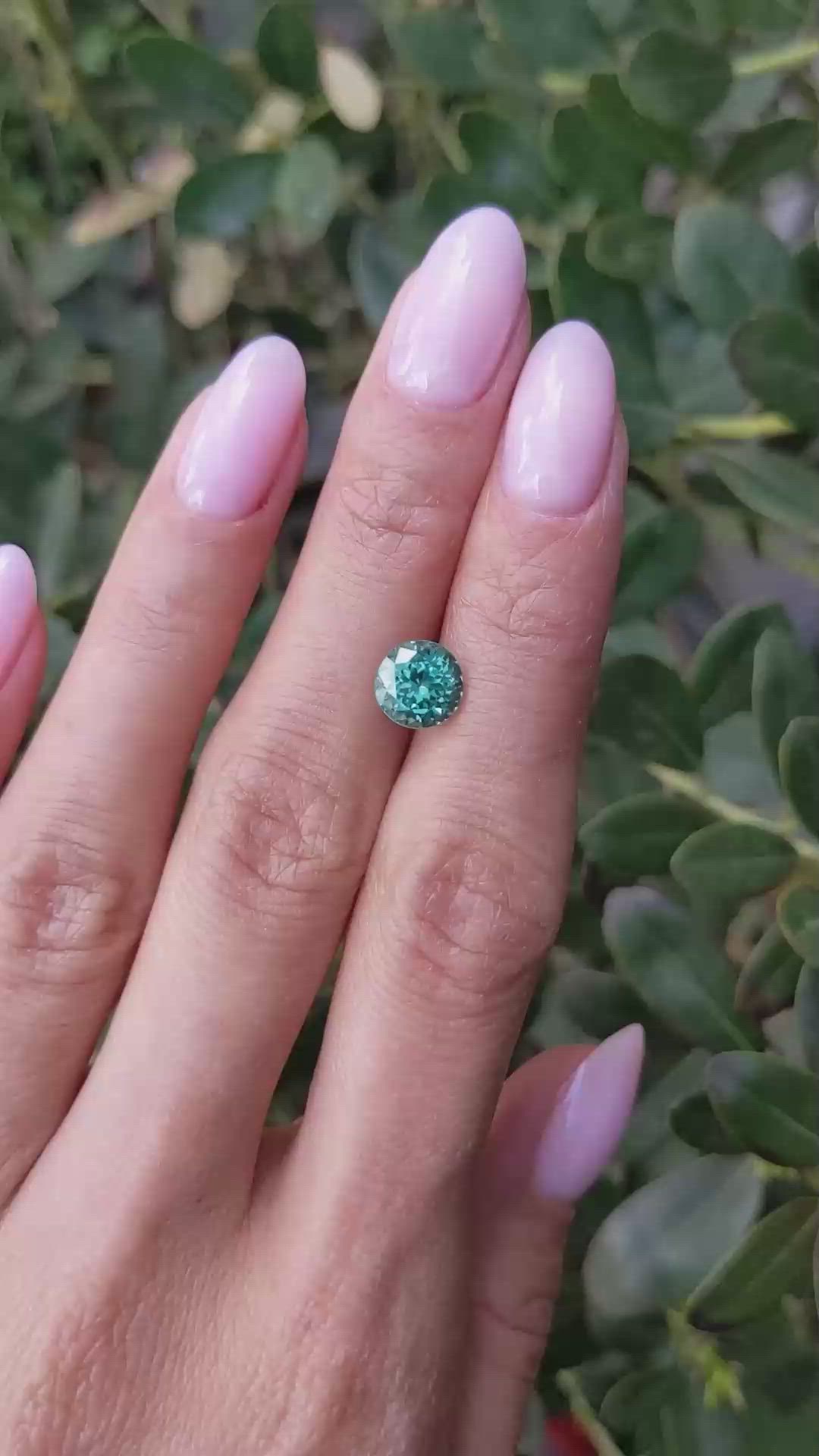 2.50 Ct. Bluish Green Sapphire from Montana Size Video