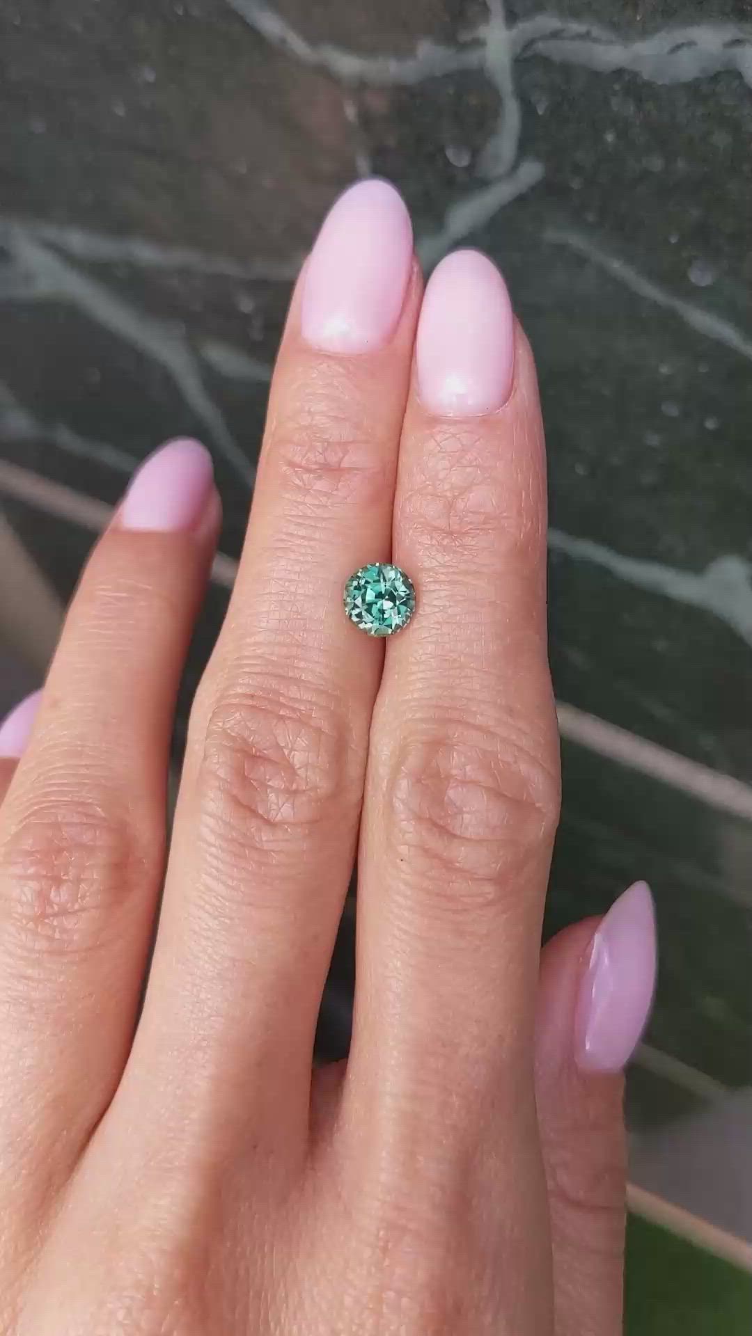 1.61 Ct. Bluish Green Sapphire from Montana Size Video