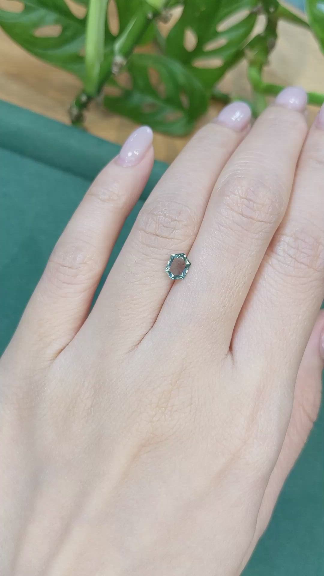 0.69 Ct. Bluish Green Sapphire from Montana Size Video