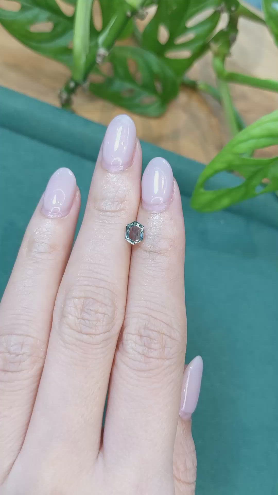 0.69 Ct. Bluish Green Sapphire from Montana Size Video