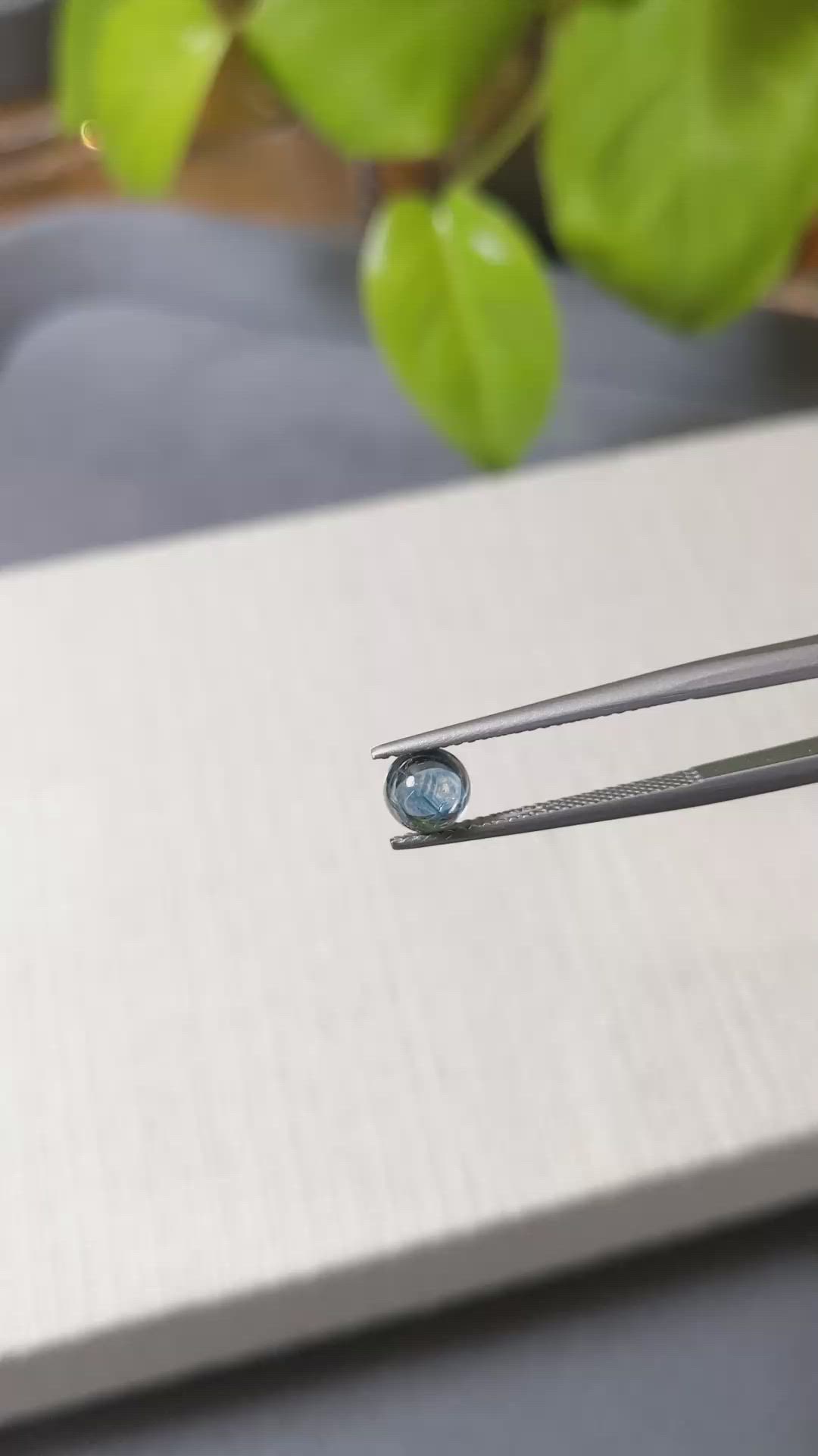 1.22 Ct. Greenish Blue Cabochon Sapphire from Montana Size Video