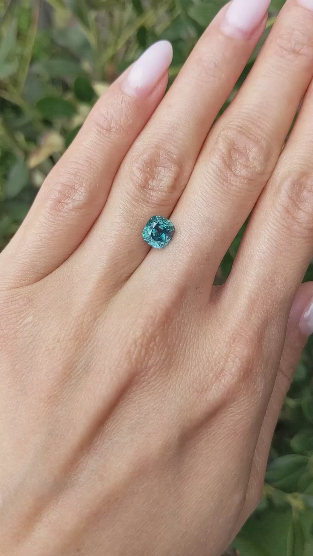 2.12 Ct. Bluish Green Sapphire from Montana Size Video