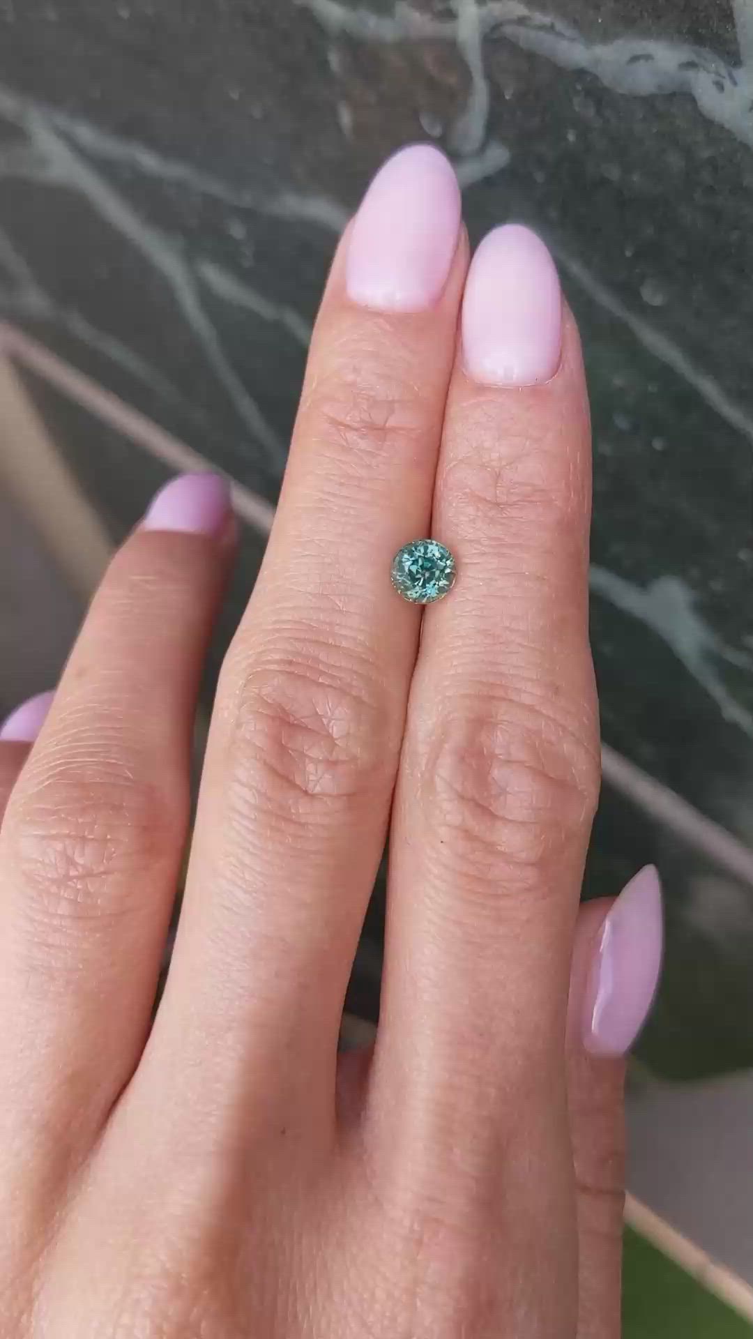 1.09 Ct. Bluish Green Sapphire from Montana Size Video
