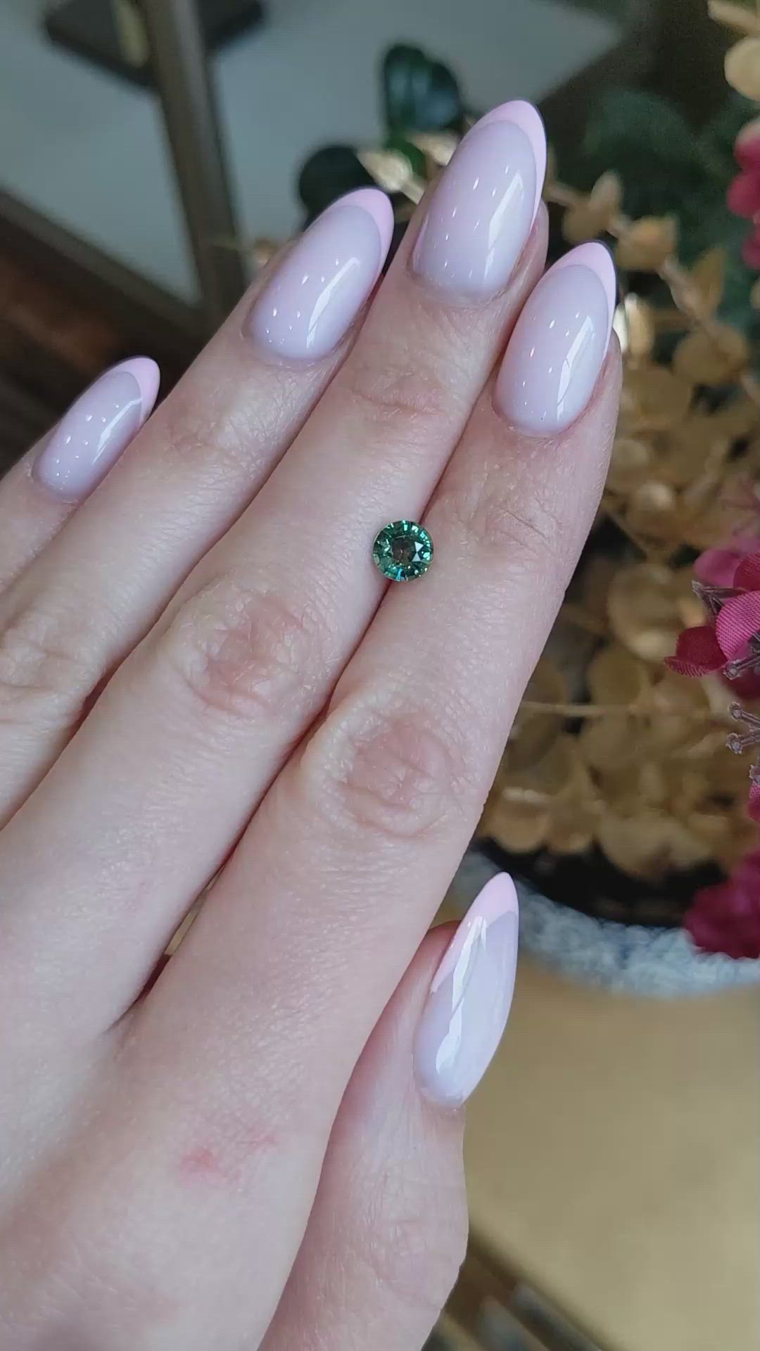 1.02 Ct. Bluish Green Sapphire from Montana Size Video