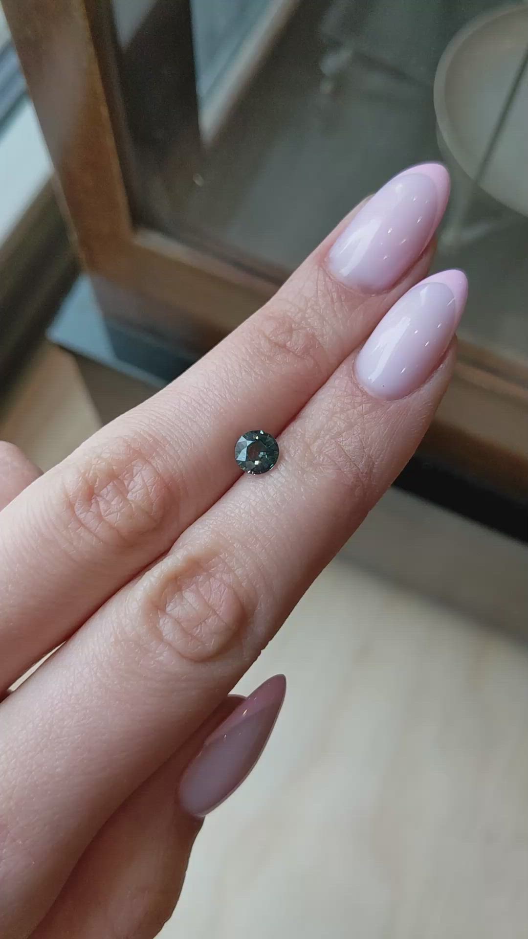 1.02 Ct. Bluish Green Sapphire from Montana Size Video