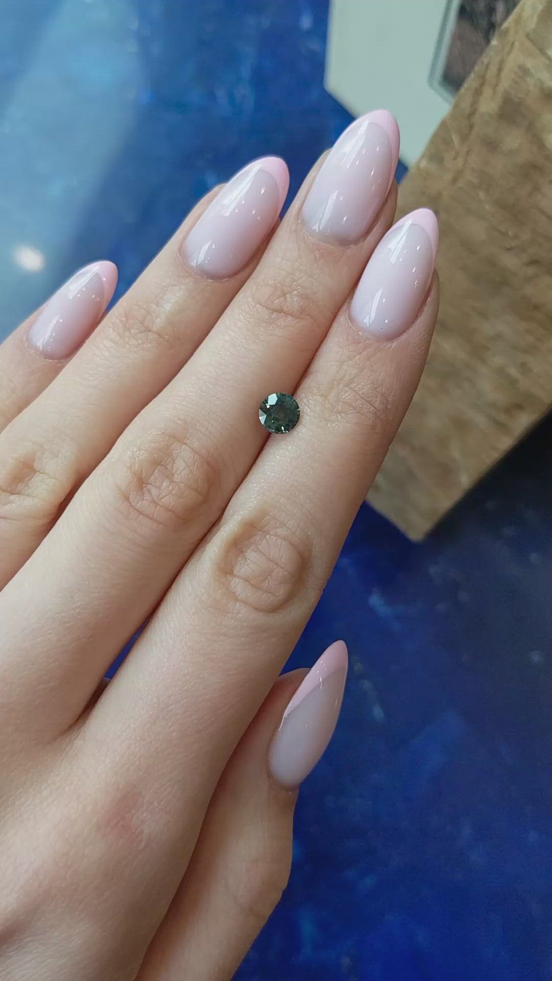 1.02 Ct. Bluish Green Sapphire from Montana Size Video