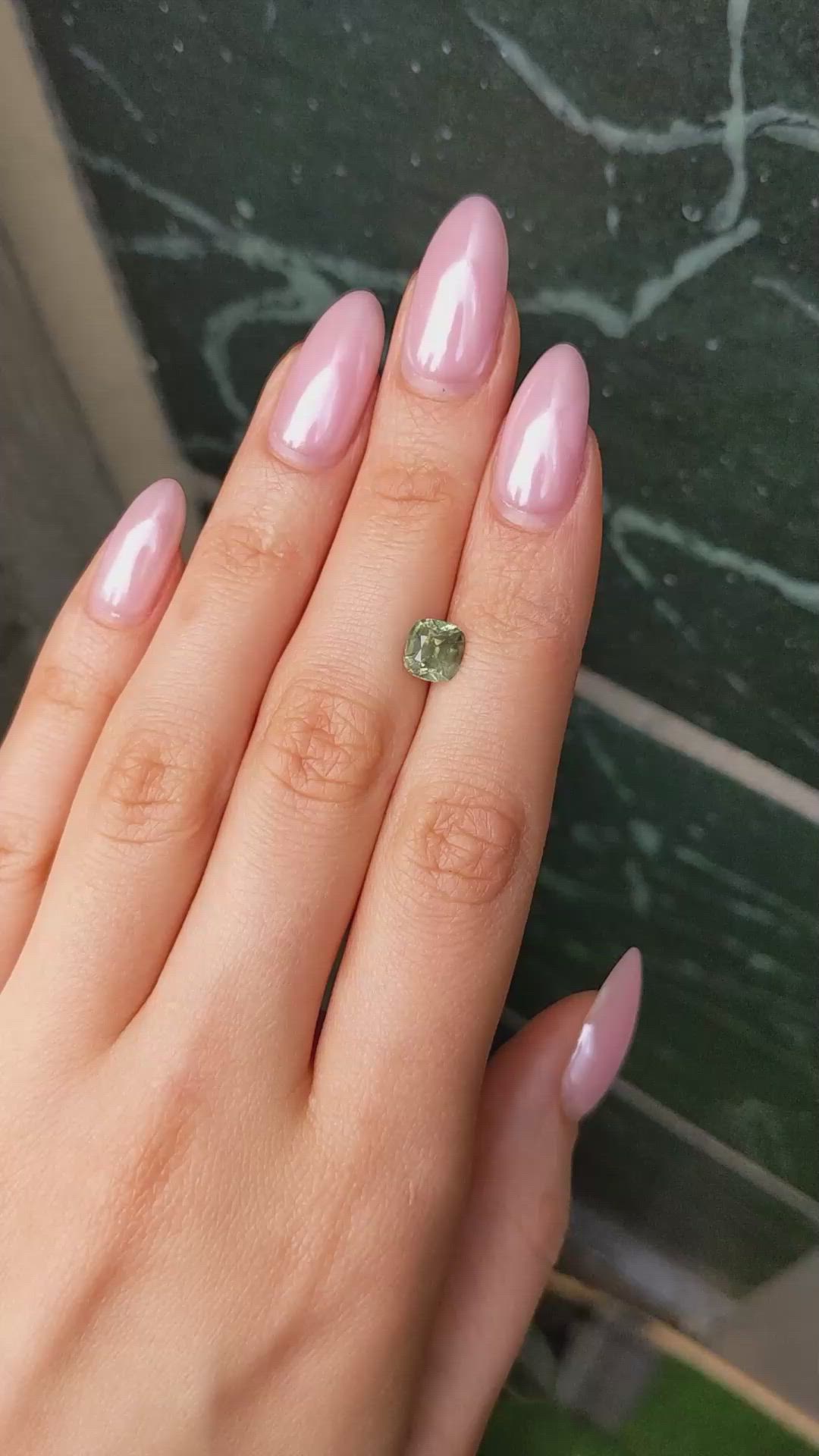 2.14 Ct. Yellowish Green Sapphire from Montana Size Video
