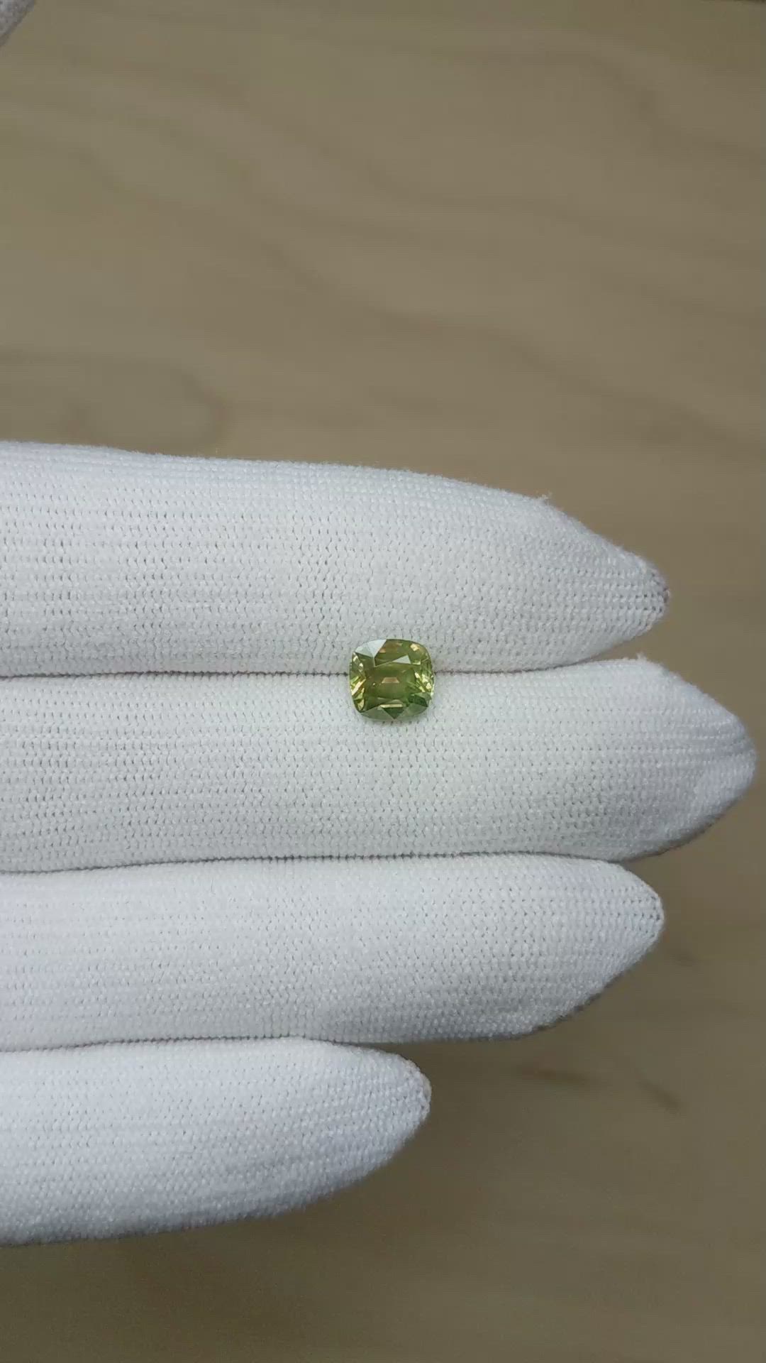 2.14 Ct. Yellowish Green Sapphire from Montana Size Video