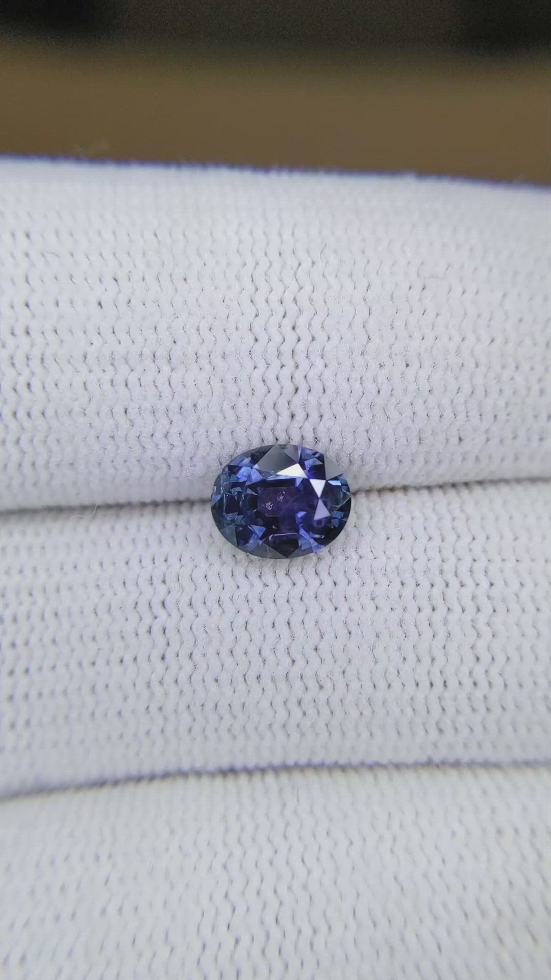 1.47 Ct. Purplish Blue Sapphire from Montana Size Video