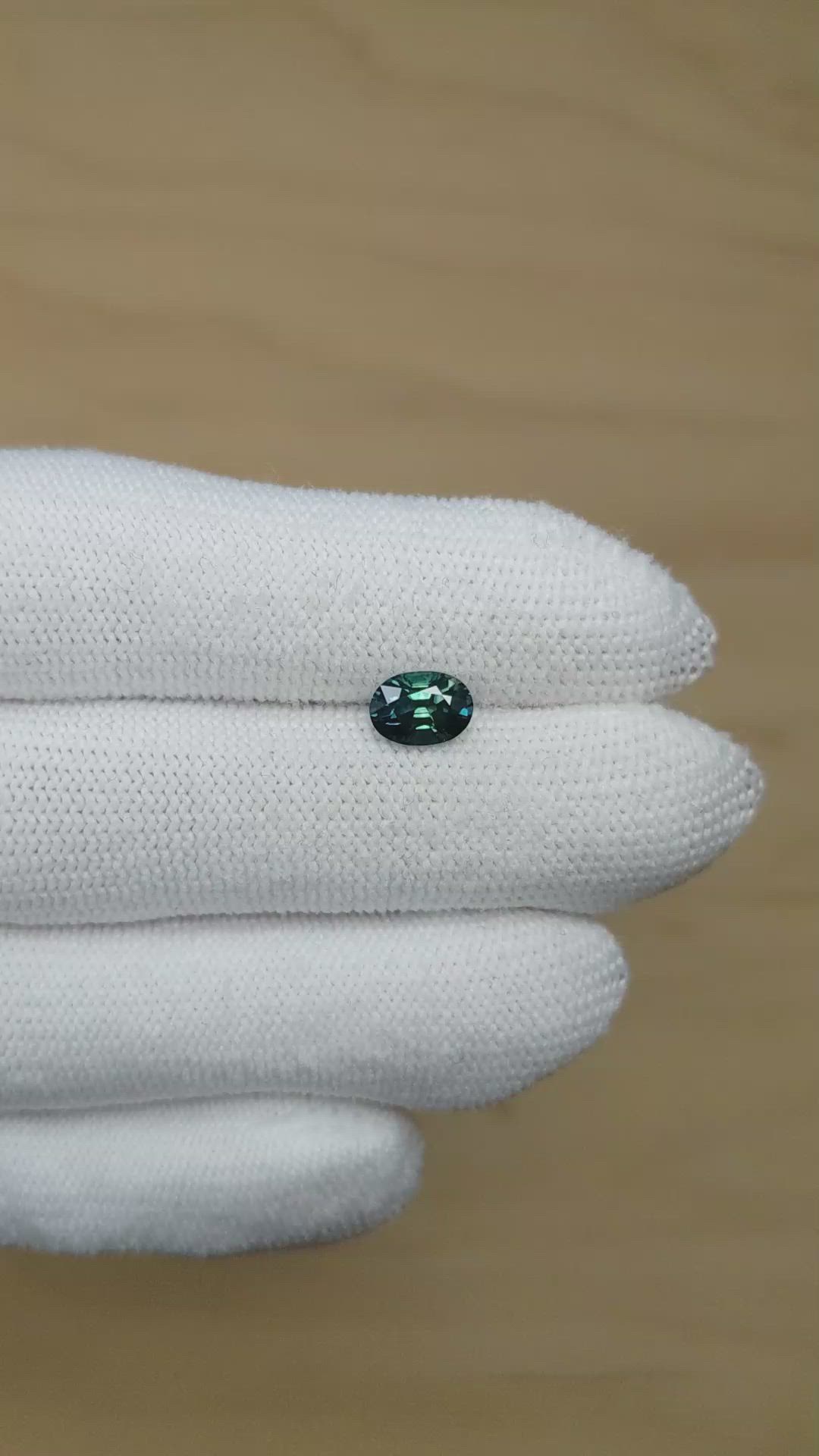 1.61 Ct. Greenish Blue Sapphire from Montana Size Video
