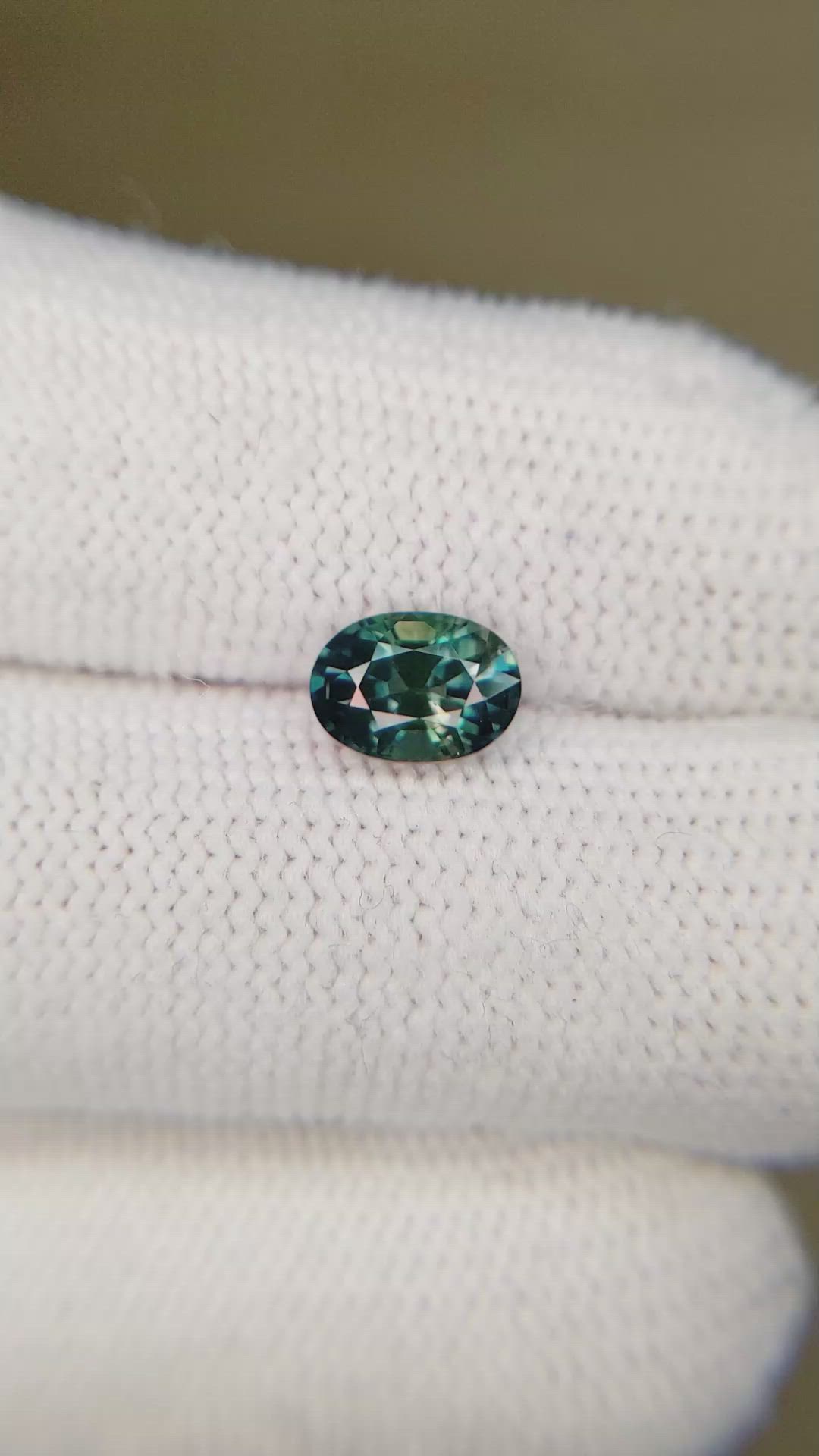1.61 Ct. Greenish Blue Sapphire from Montana Size Video