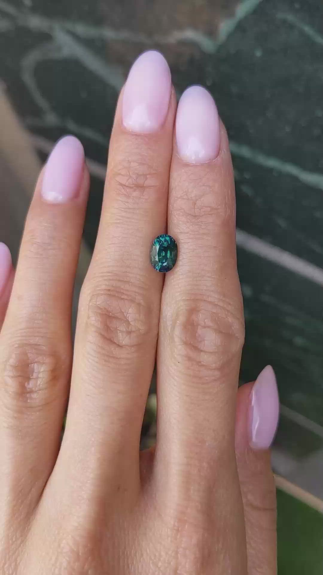 1.61 Ct. Greenish Blue Sapphire from Montana Size Video