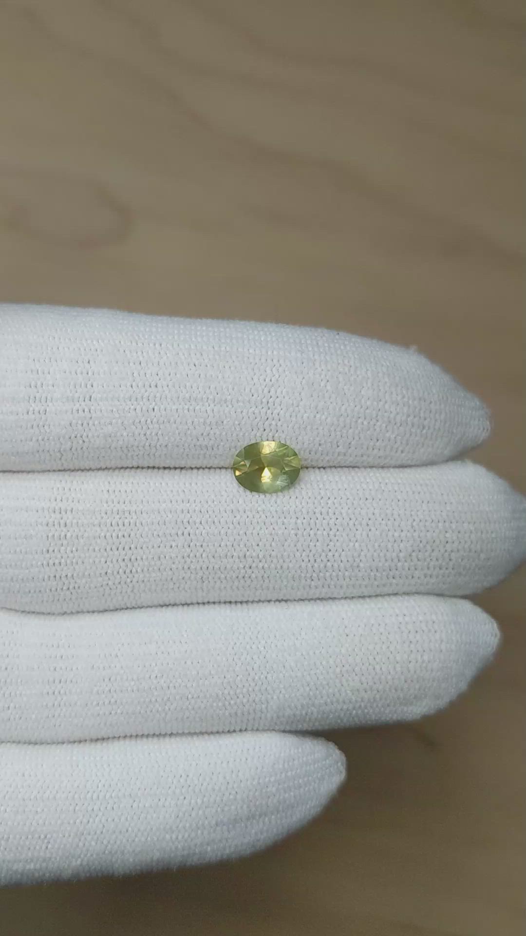 1.39 Ct. Yellowish Green Sapphire from Montana Size Video